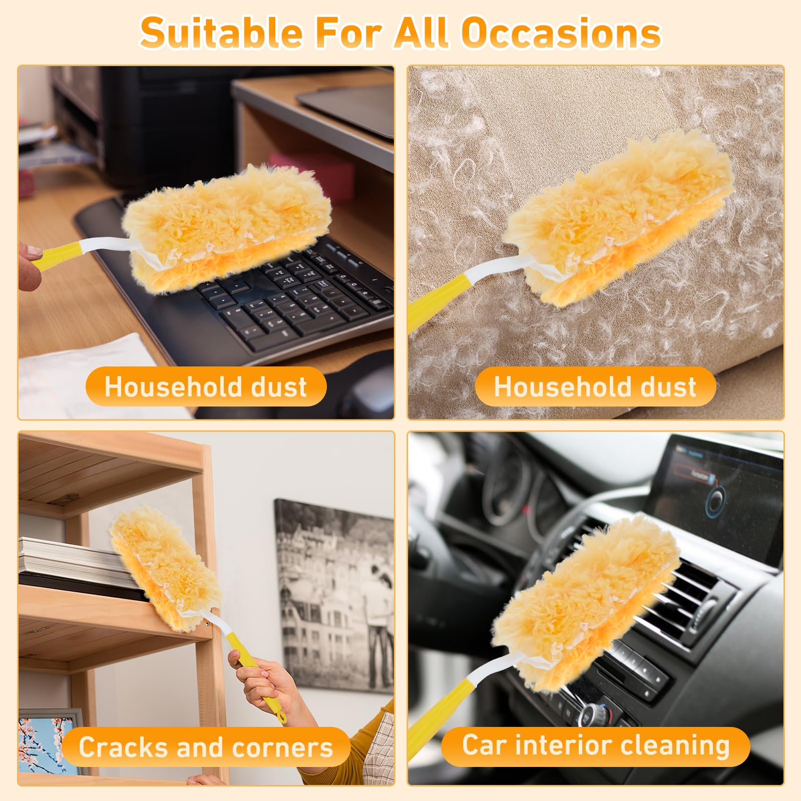 Kit Spolverino A 360° Con 25 Ricariche E Manico, Per Swiffer, Peli Animali E Multisuperficie - 4