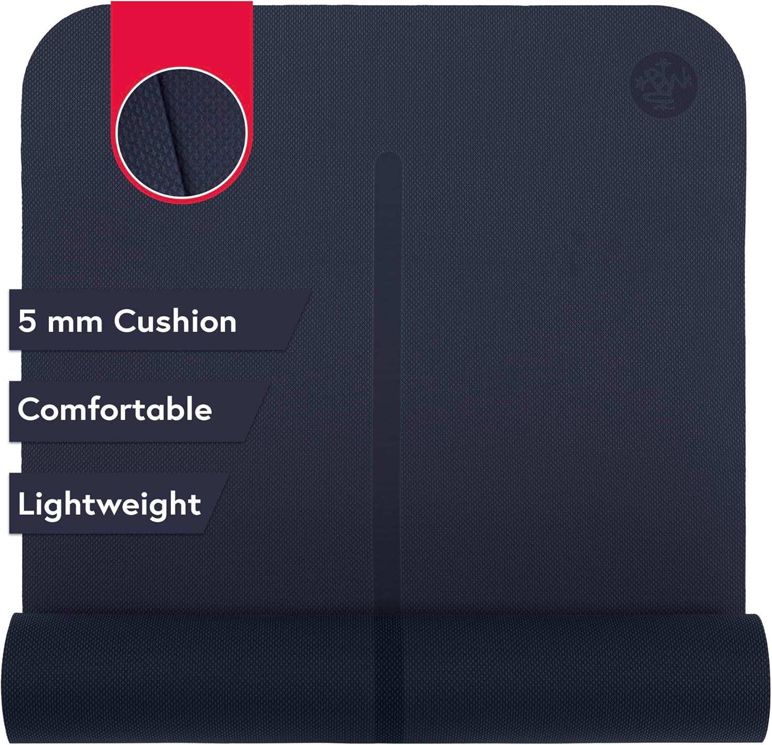 Manduka Begin Yoga Mat 68" - 5mm Cushioning | Comfortable, Lightweight & Reversible with Alignment Stripe | Budget-Friendly | 68 x 24 inches Midnight - Image 1 of 6