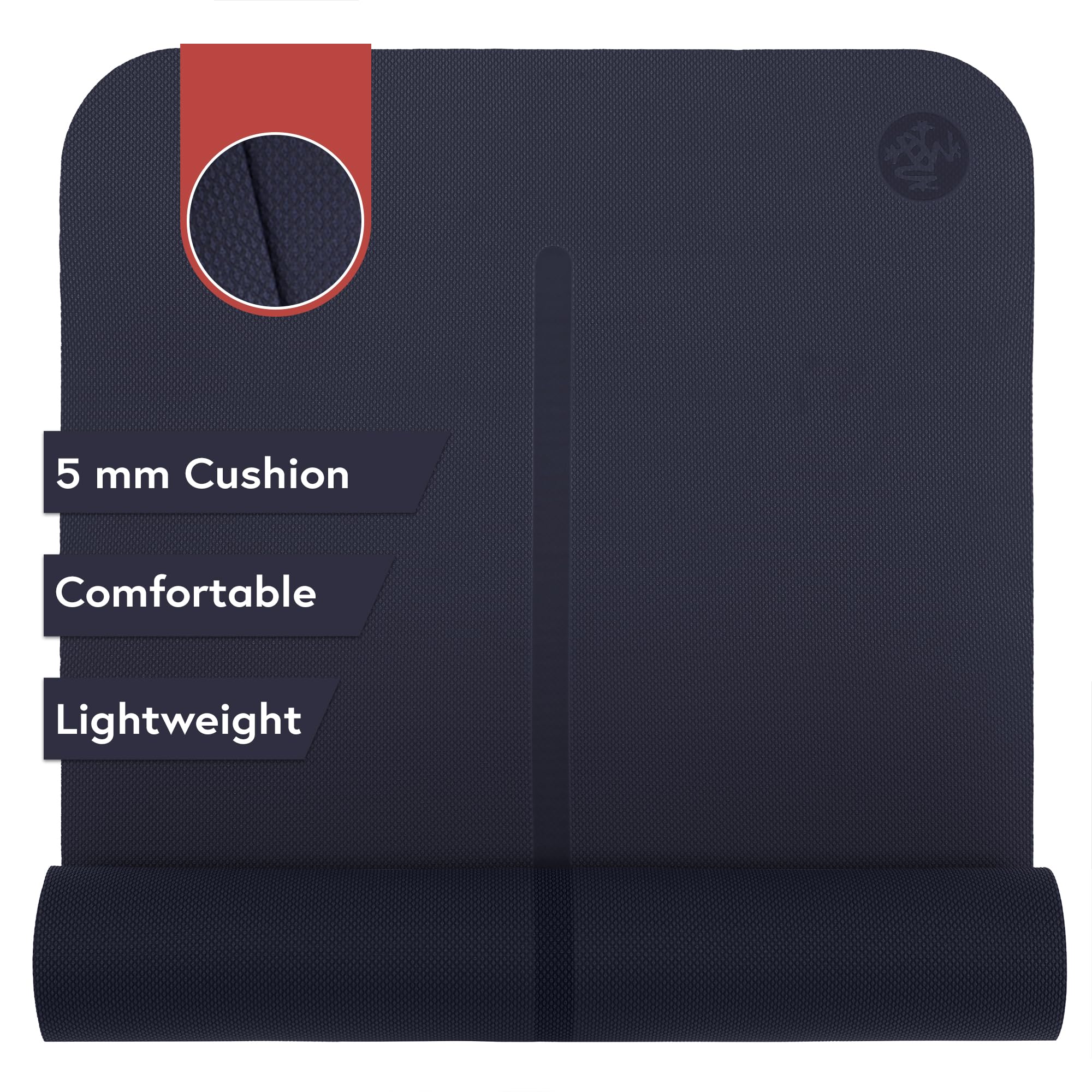 Manduka Begin Yoga Mat 68 - 5mm Cushioning Comfortable Lightweight Reversible with Alignment Stripe Budget-Friendly 68 x 24