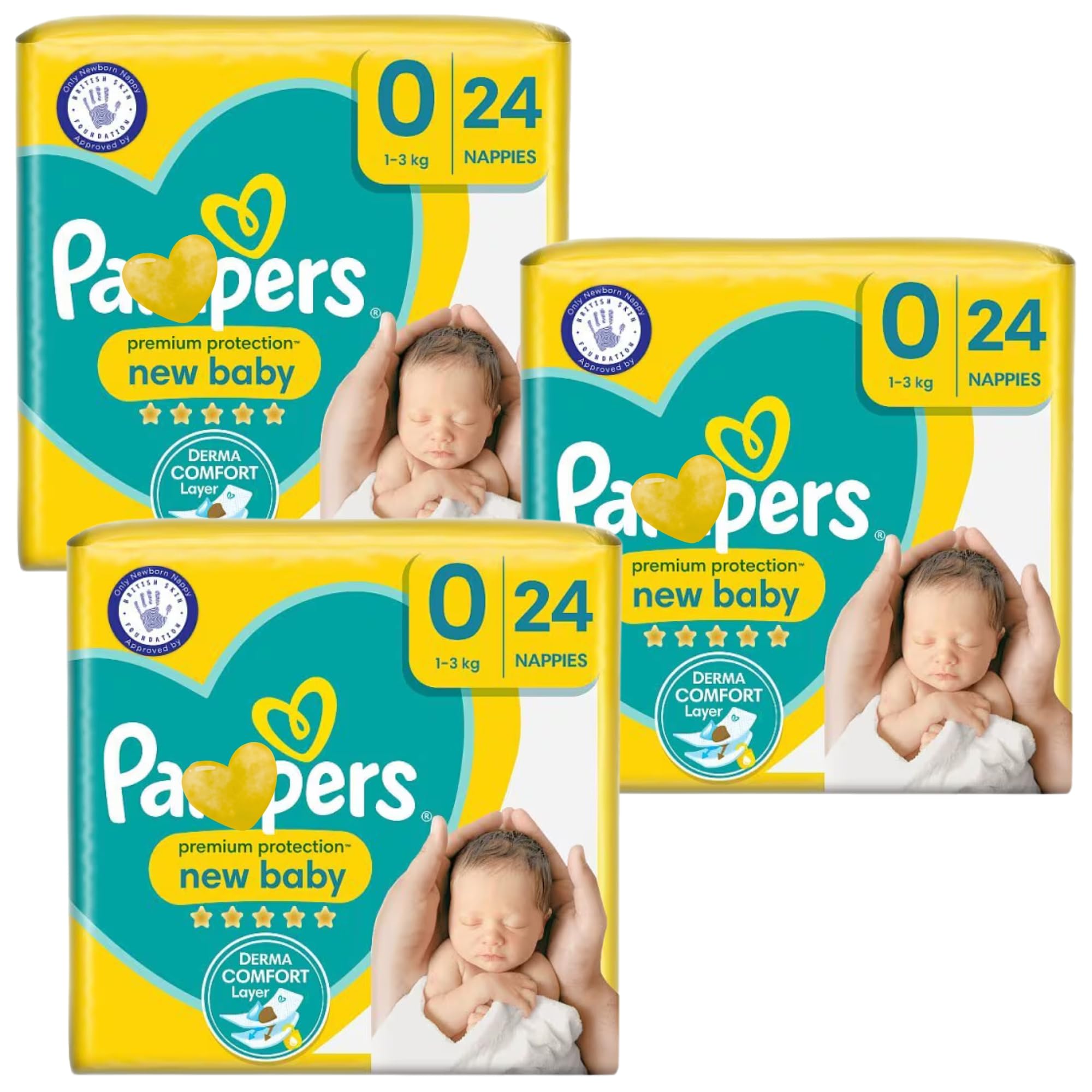 – Newborn Nappies Bundle with 3 Packs of P Nappies Size 0 Premium Protection | 72 New Born Size 0