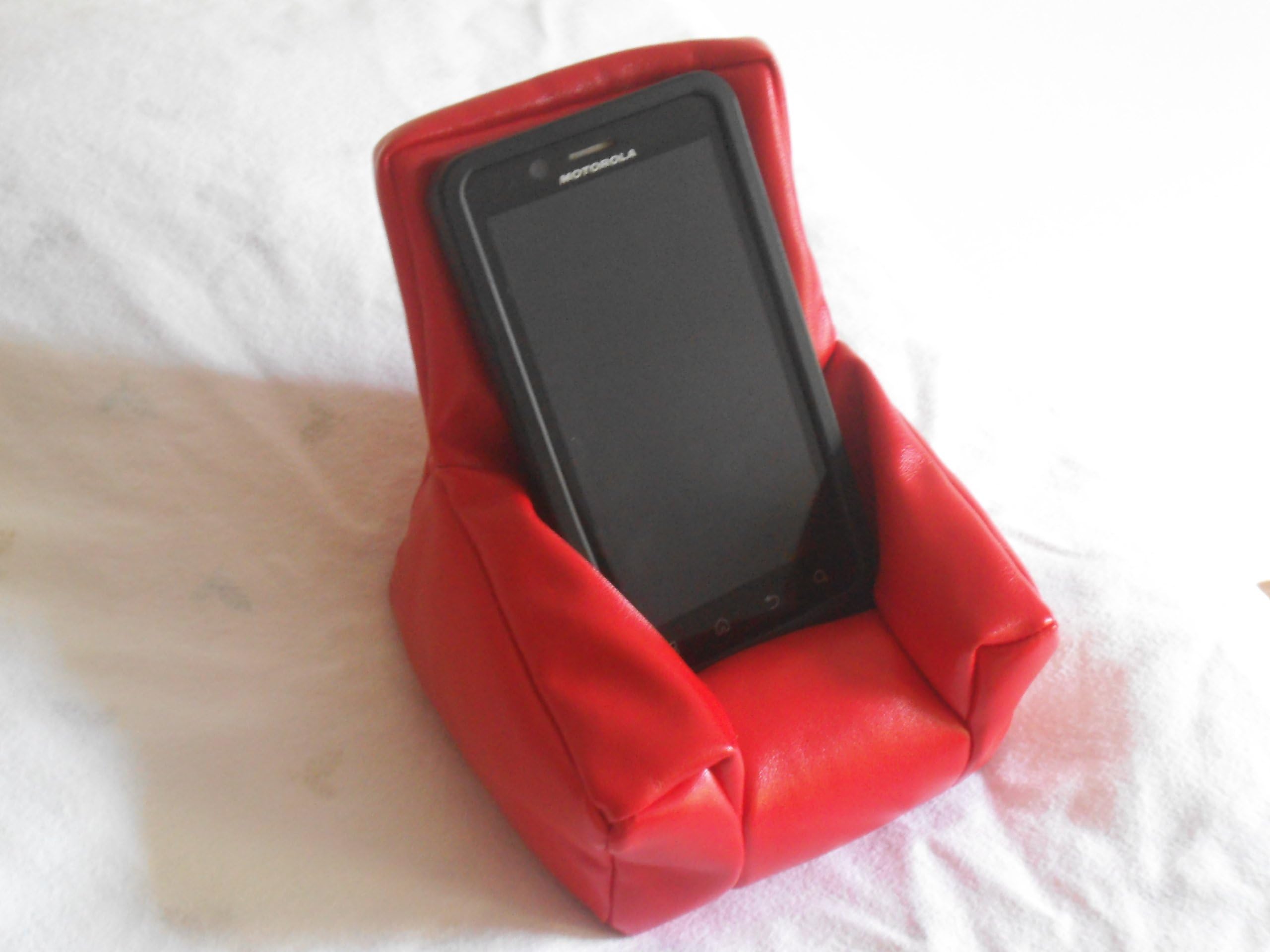 Leather Cellphone Beanbag Chair Red