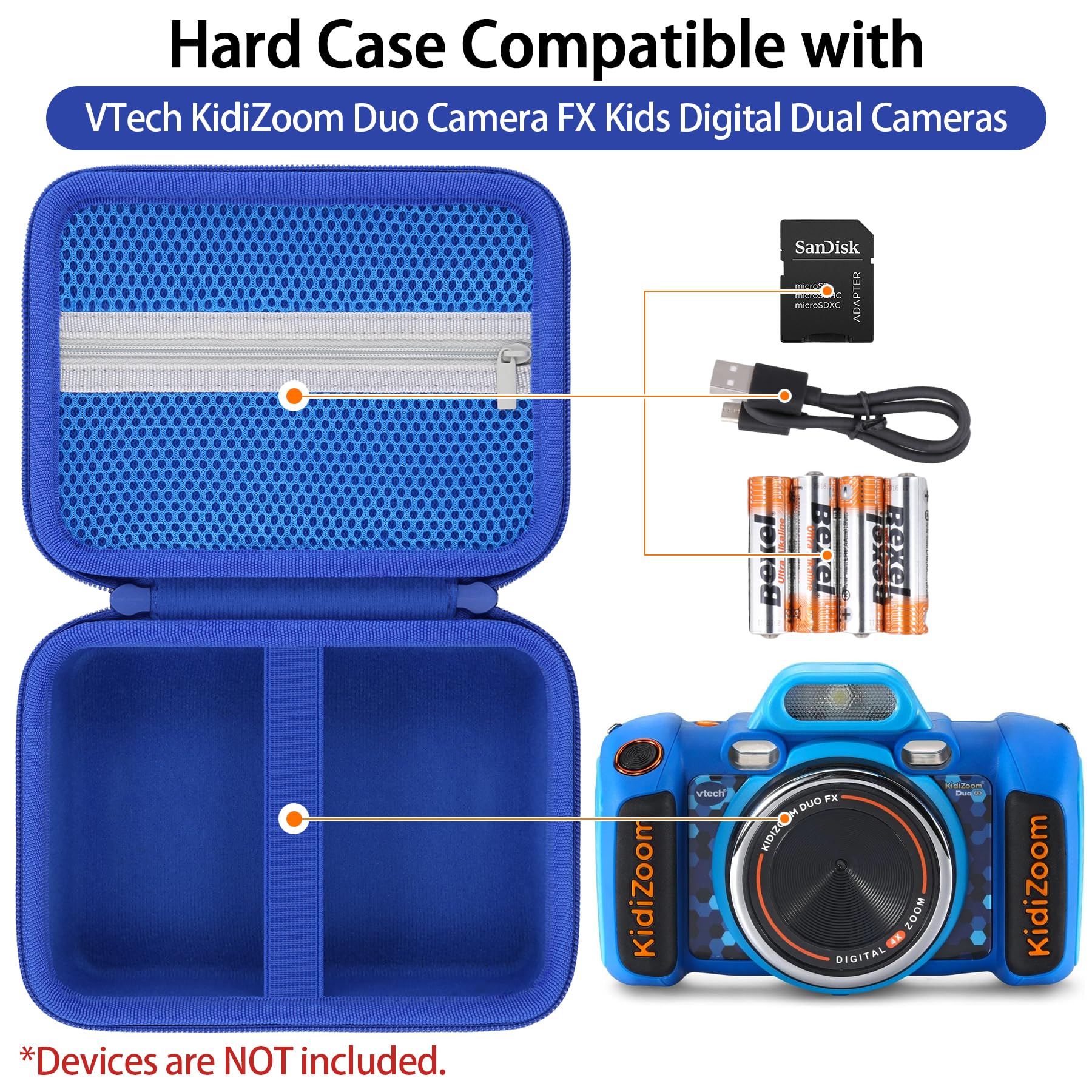 co2CREA Étui de Voyage Rigide Housse Cas pour VTech KidiZoom Duo Camera FX Kids Appareil Photo