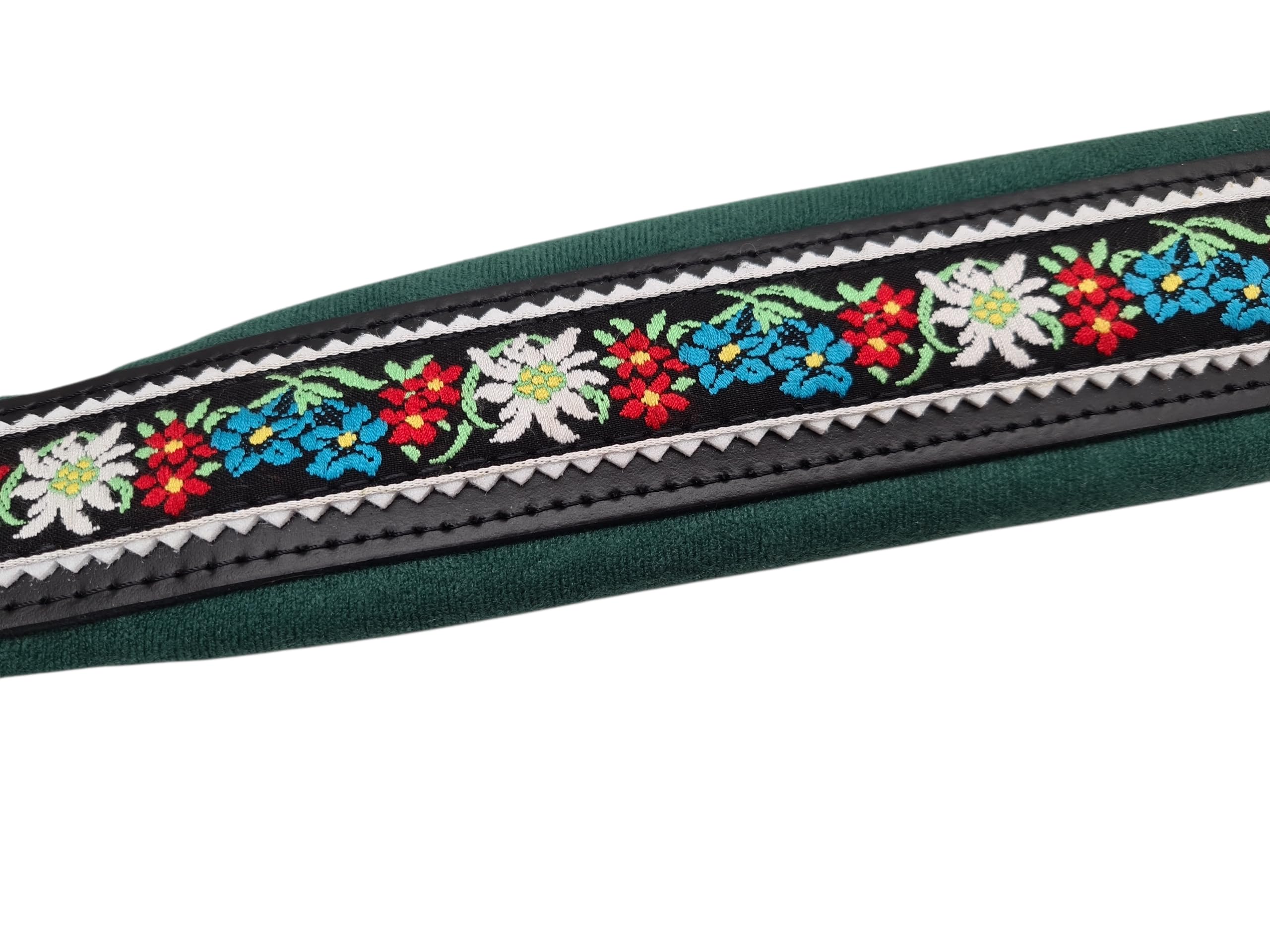 Generisch Steirische Harmonika 4-reihig Bassriemen Bassgurt + Spindel Edelweiss grün
