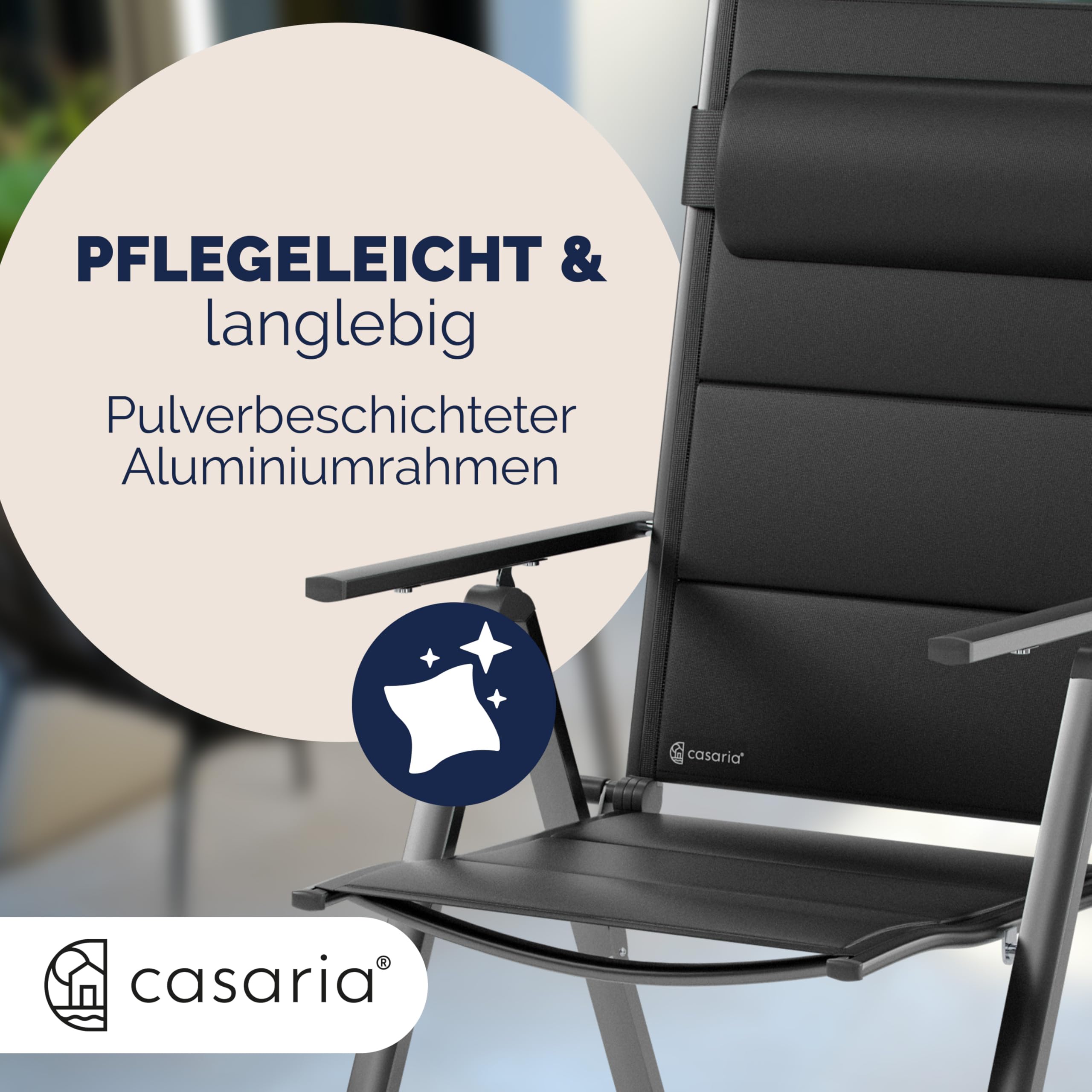 Casaria® Gartenstühle 4er Set Klappbar Gepolstert Alu 8- Fach Verstellbar 120 kg Belastbarkeit Wetterfest Outdoor Balkon Camping Hochlehner Klappstuhl
