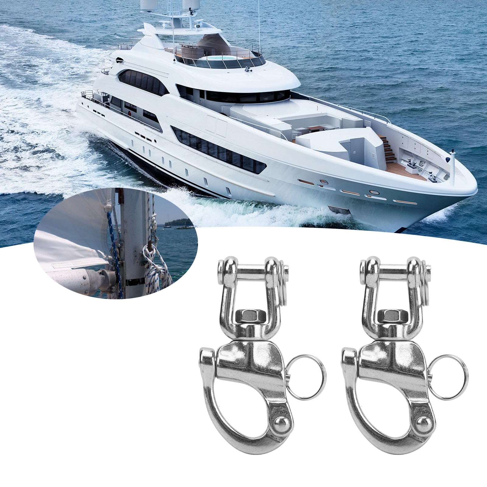 Manille Pivotante, 2 Pièces Manille Pivotante Marine à Dégagement Rapide, Manilles Universelles Haute Résistance en Acier Inoxydable 316 pour Gréement de Voilier