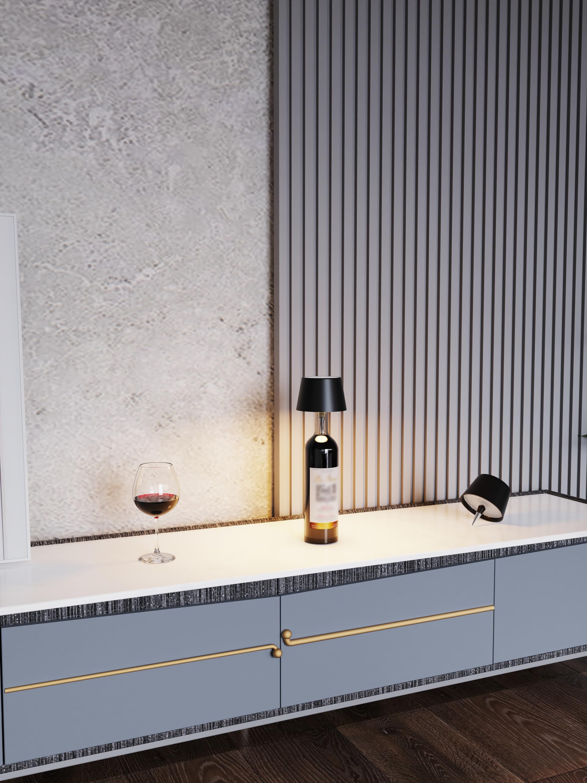 MU LIN lampada bottiglia ricaricabile,lampada da tavolo senza fili,Controllo Touch da 3 Modalita Temperatura di Colore, Dimmerabile, per Soggiorno, Ristorante