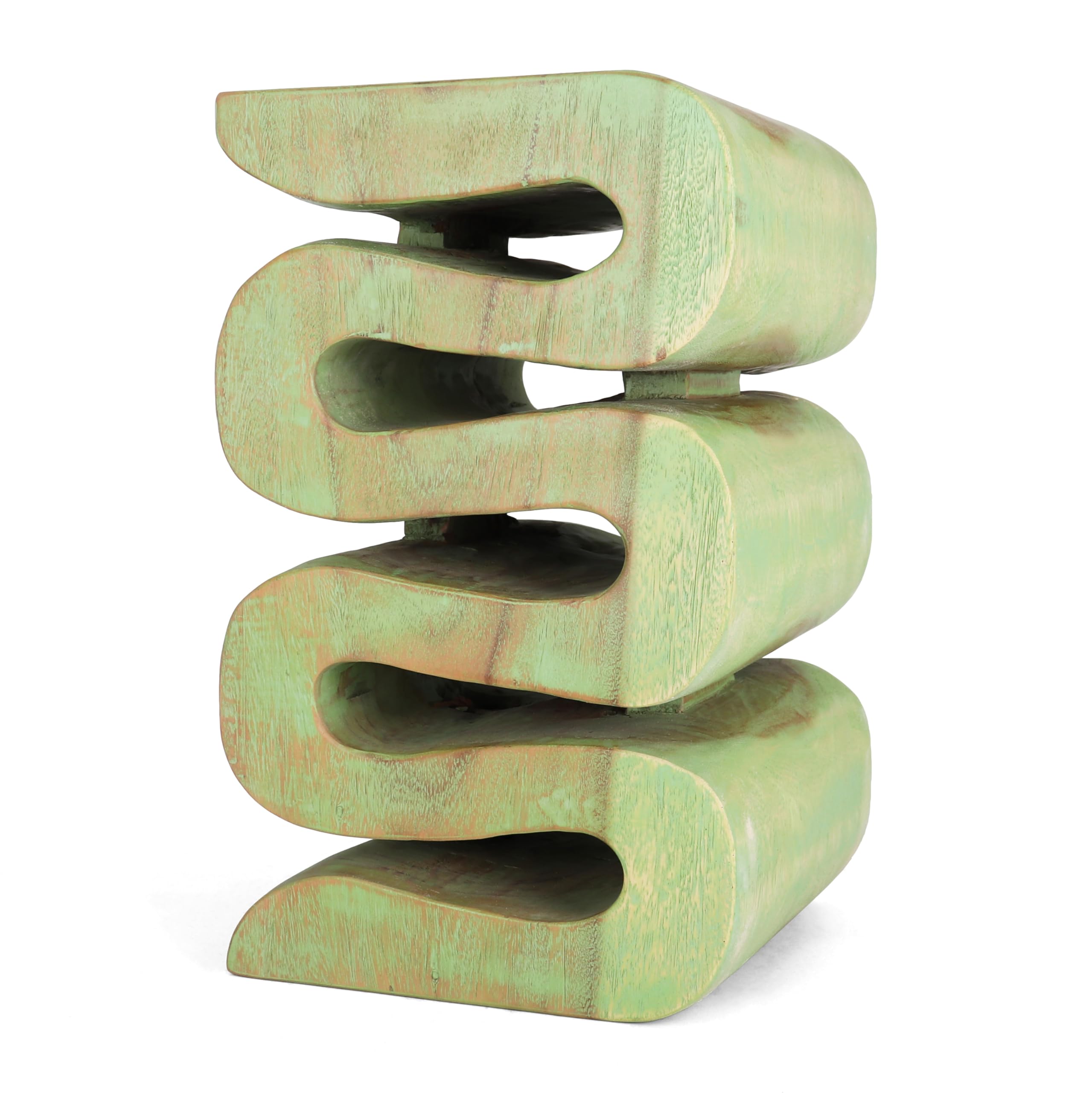 Rutledge & King Aspen Wood End Table - Mid Century Modern Accent Table - Green Wash