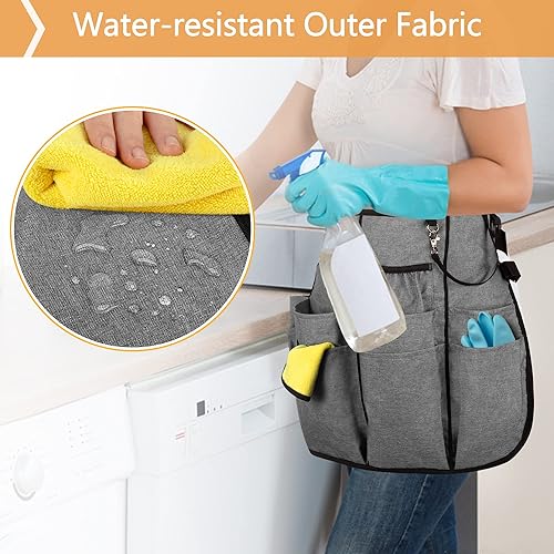 Miniatura 2 de LoDrid Delantal Profesional de Limpieza con 9 Bolsillos y Cinturón de Cintura Ajustable, Delantales de Carrito de Limpieza para Trabajo de Limpieza