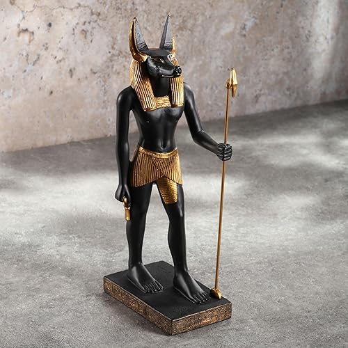 Miniatura 3 de Veronese Design Anubis - Estatua egipcia del dios de los muertos, figura de poliresina de 8.5 pulgadas con acabado pintado de oro negro, decoración