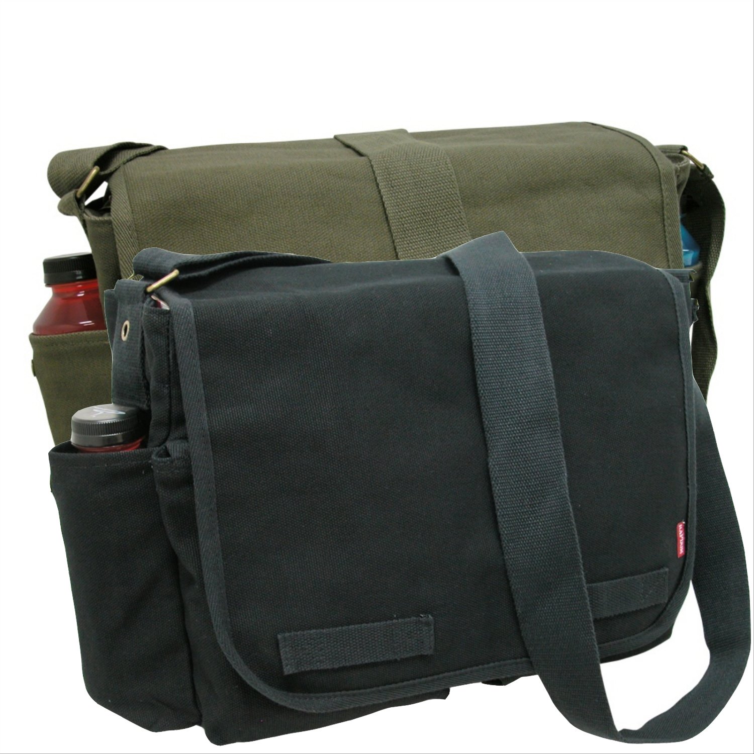 Rapid Dominance Classic Military Messenger Bag (19 inch, 2 Pack - Black and Olive)