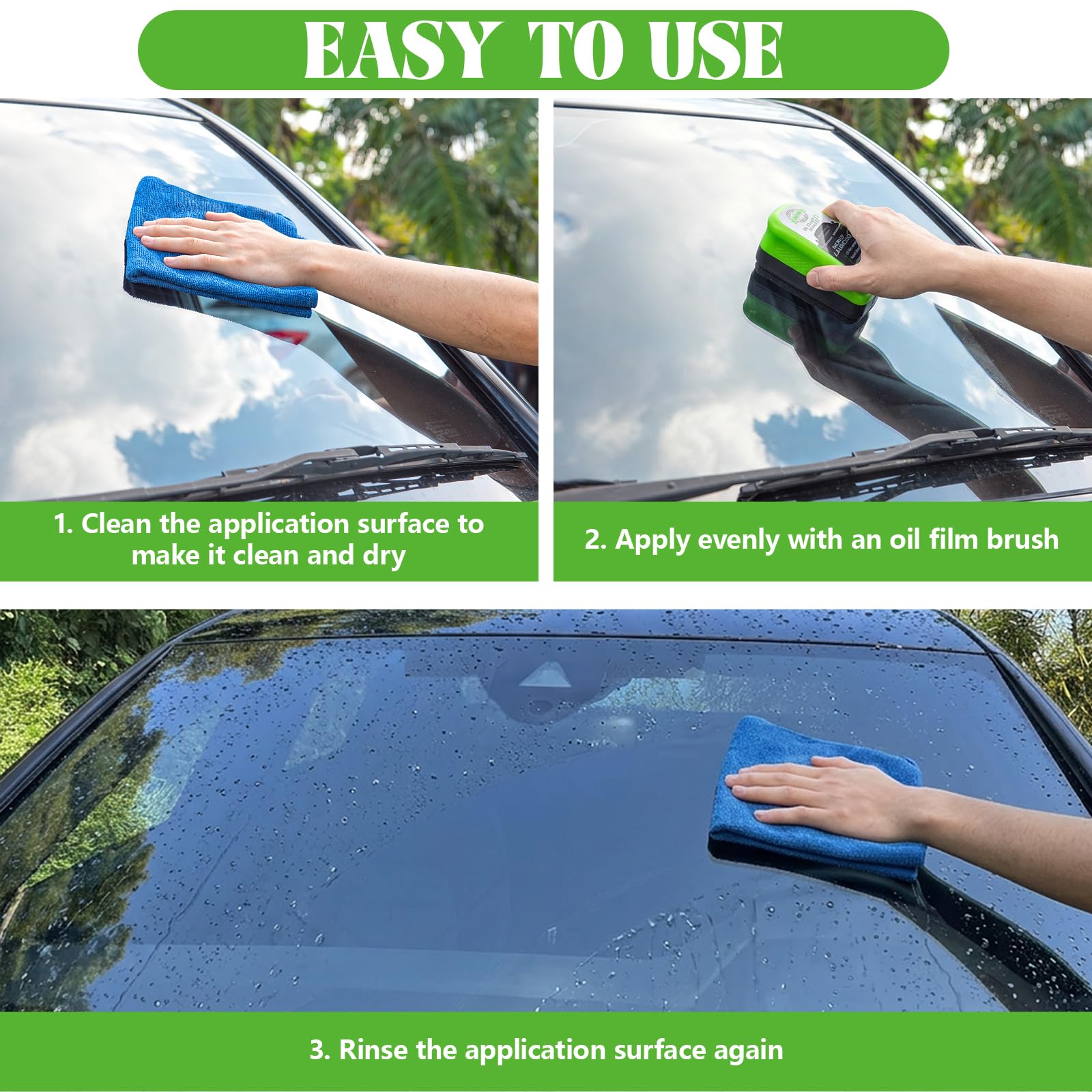 Zestaw 2 szt. Clear Vision Glass Cleaner, 2026 Upgrade Clearvision Car Windshield, Oil Film Brush 2.0, Automotive Oil Film Cleaning Brush, środek do czyszczenia szyb samochodowych, zapobiega
