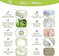 Vista 5 de BAMPURE Juego de sábanas de bambú 100% orgánico certificado de 6 piezas, con bolsillo profundo de hasta 16", 1 sábana encimera, 1 sábana bajera, 4