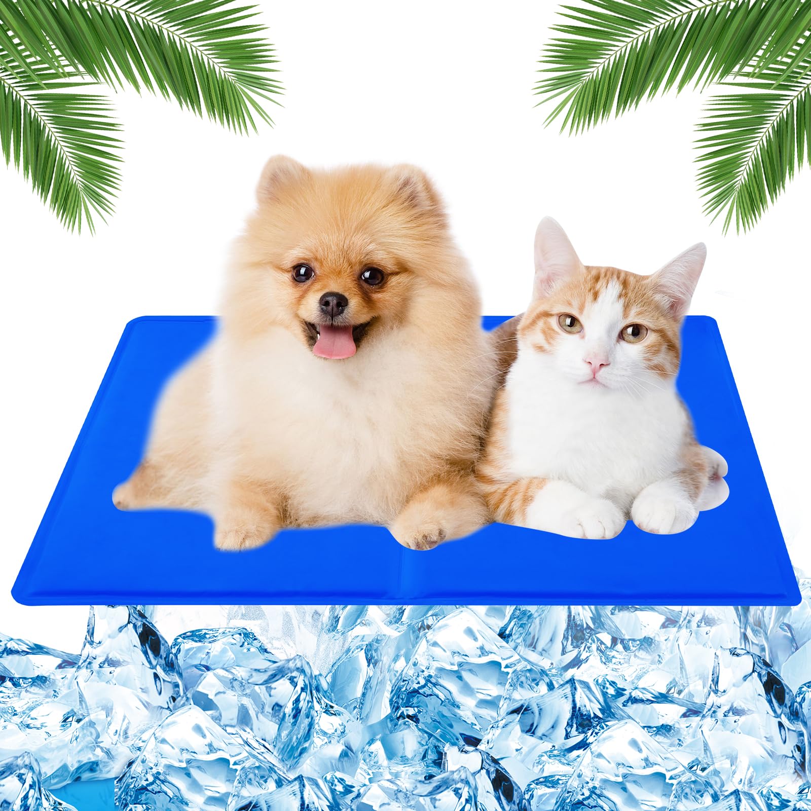 Tappetino Refrigerante 50x40cm in Gel Non Tossico per Cani e Gatti, Fresco Tappeto Rinfrescante in Estate (Blu)
