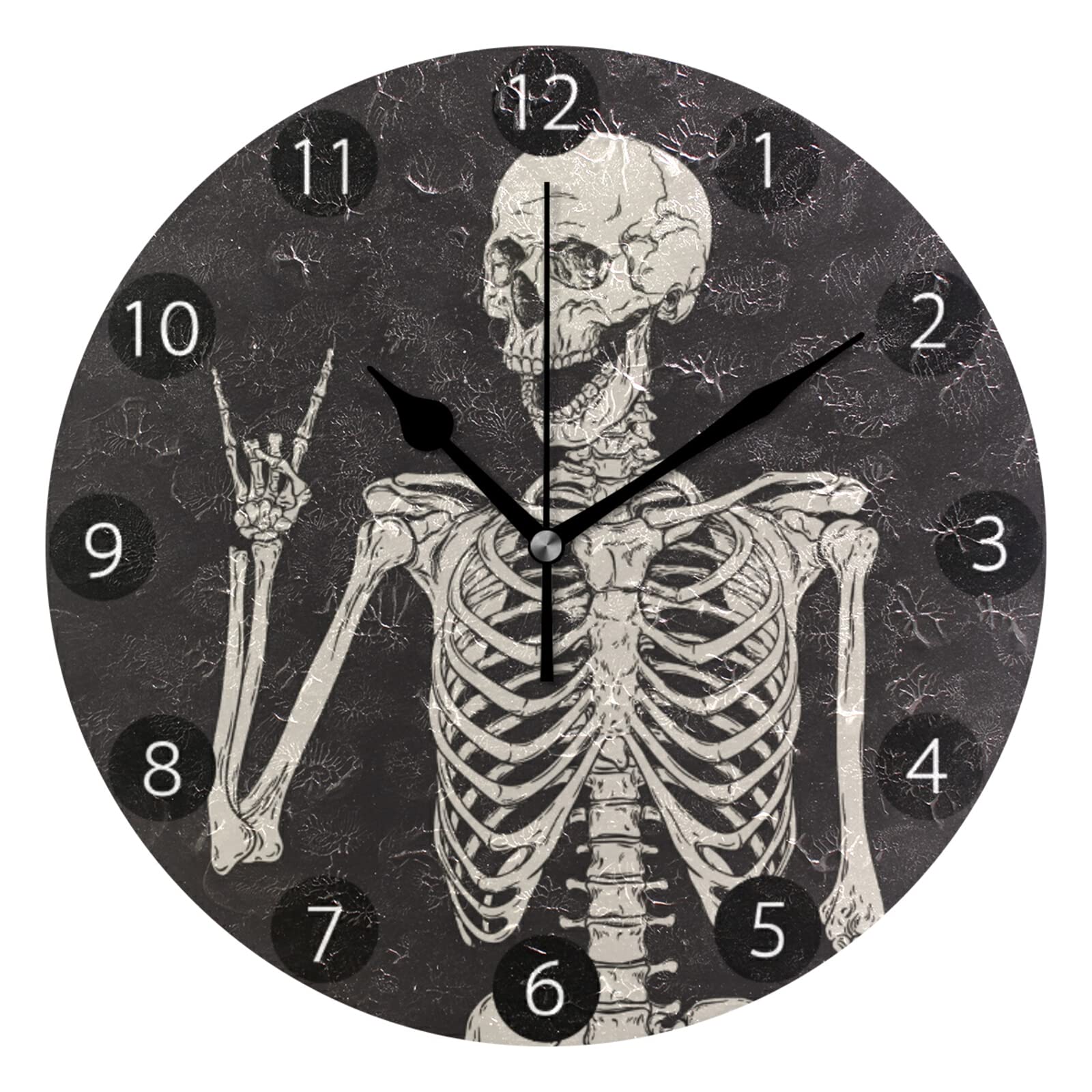 susiyo Rock-and-Skull Clocks Decorative Wall Clocks Silent Battery Operated Desk Clock Digital Clocks for Bedrooms Living Room Decor Kitchen Office Circular Clocks
