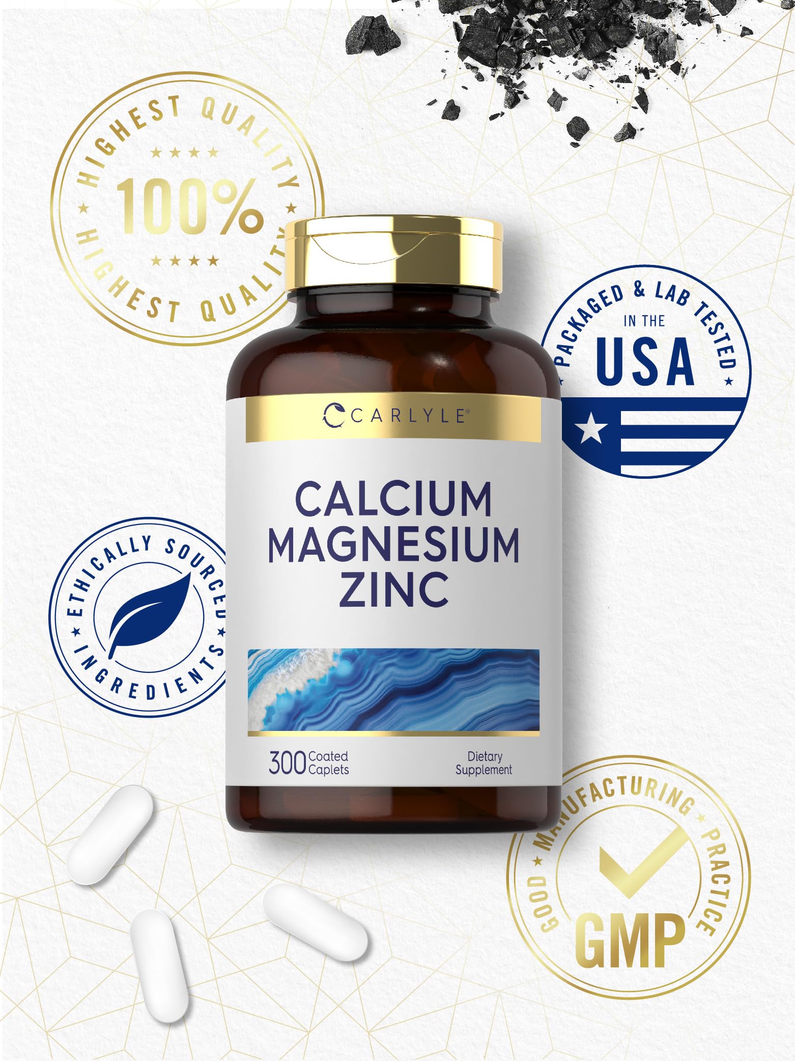 Carlyle Calcium Magnesium Zinc | 300 Caplets — Amazon image 6