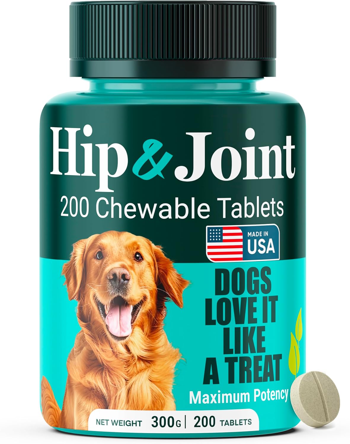 Natureflow Hip & Joint Supplement for Dogs, 300mg Green-Lipped Mussel for Dog Arthritis Pain Relief, Glucosamine, MSM & Chondroitin, Zero Sugar, Large Medium Small Breeds, 200 Chewable Tablets