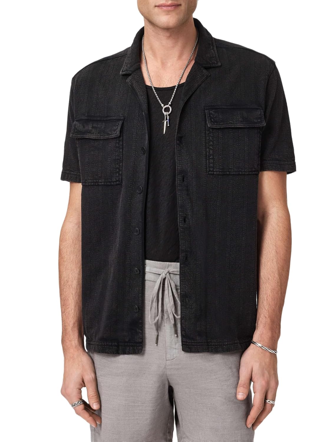 John Varvatos Men's Amadora Camp Collar Shirt