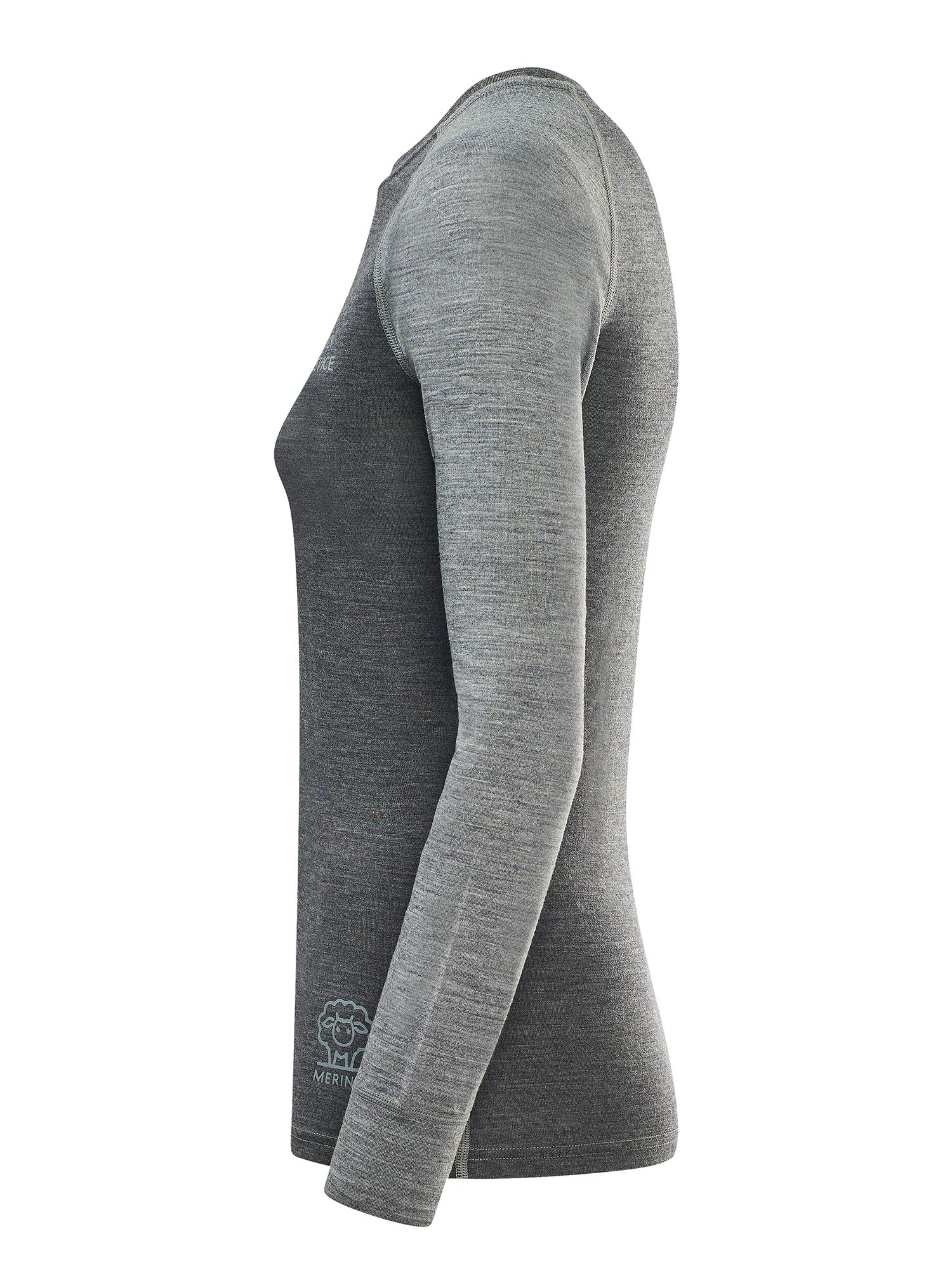 Black Crevice Damen Langarmshirt Aus Merino Wolle sous-vêtement Fonctionnel. Femme