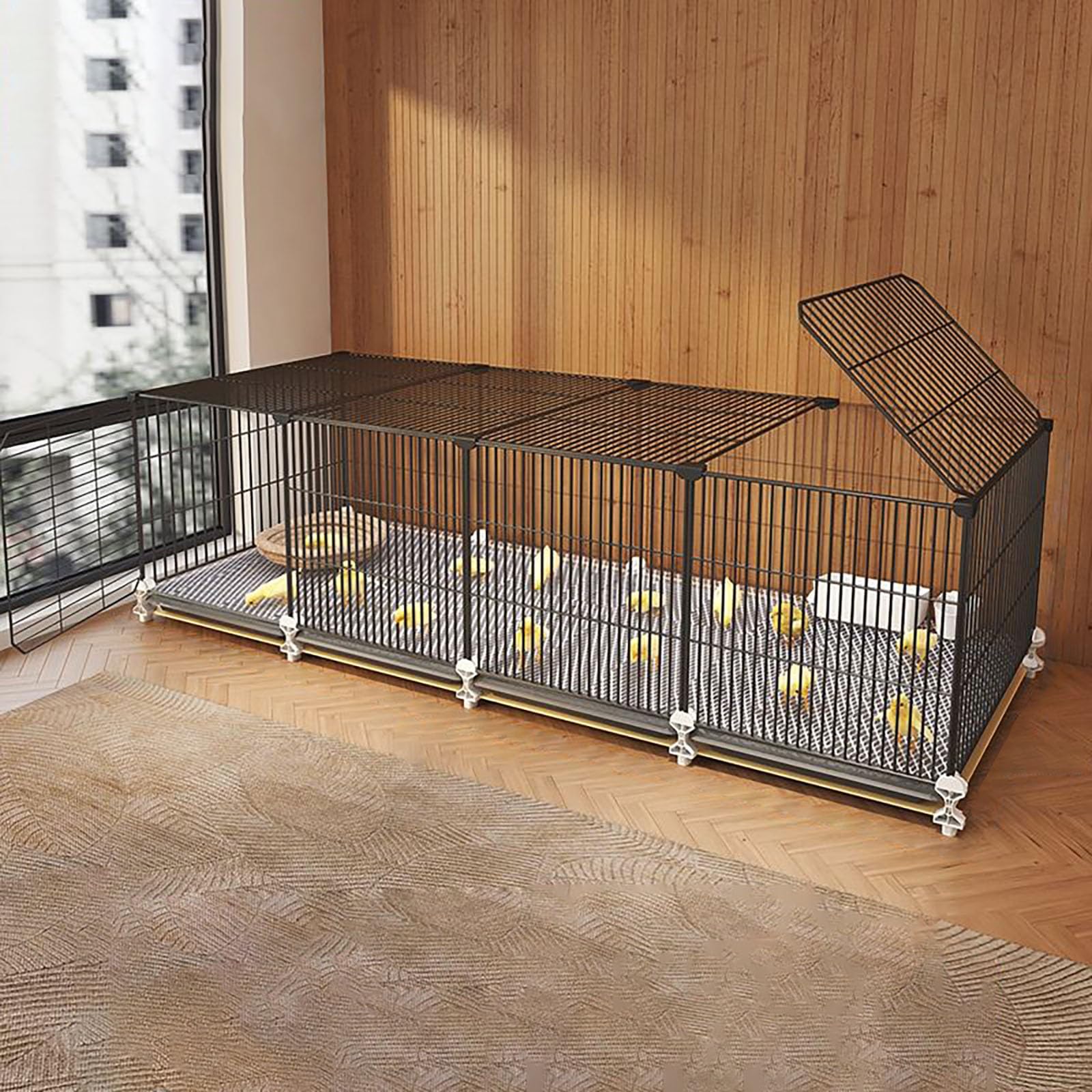 Hoixin One Color Chicken Coop Poultry Cage Duck Coop Hen House Small Animal Cage Large Metal Chicken Coop Easy To Assemble With Wheels At The Bottom Suitable For Hens To Lay Eggs With Tray For Easy Cleaning(144