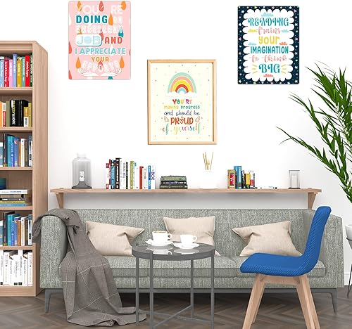 Miniatura 5 de zheyistep Póster motivacional para el aula, juego de 12 pósteres artísticos de pared de mentalidad de crecimiento, carteles inspiradores para