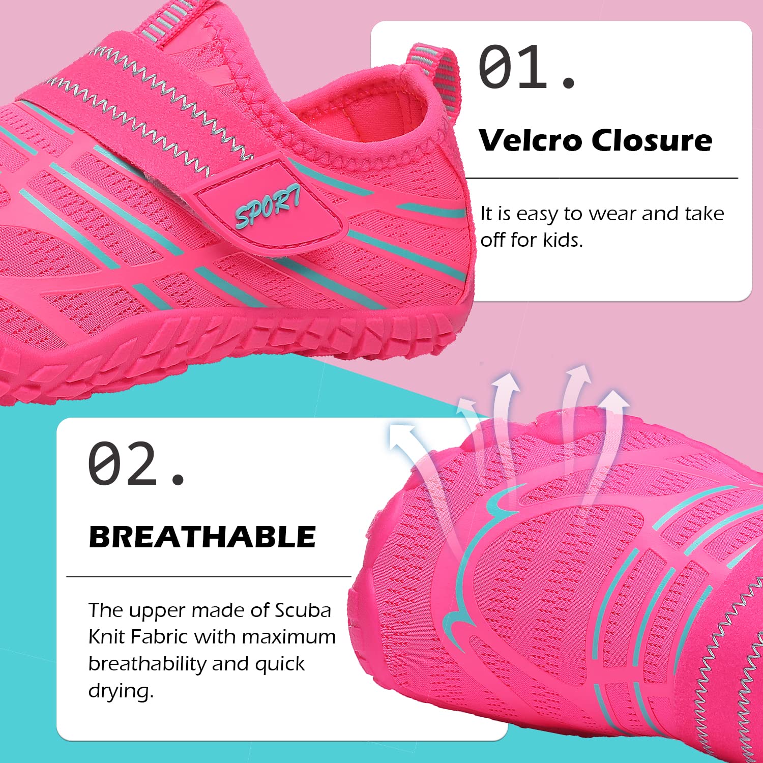Chaussures d'eau Enfants Garçons Filles Séchage Rapide Antidérapant Pieds Nus Chaussures Plage Piscine Surf Sport Chaussures de Bain Aquatiques