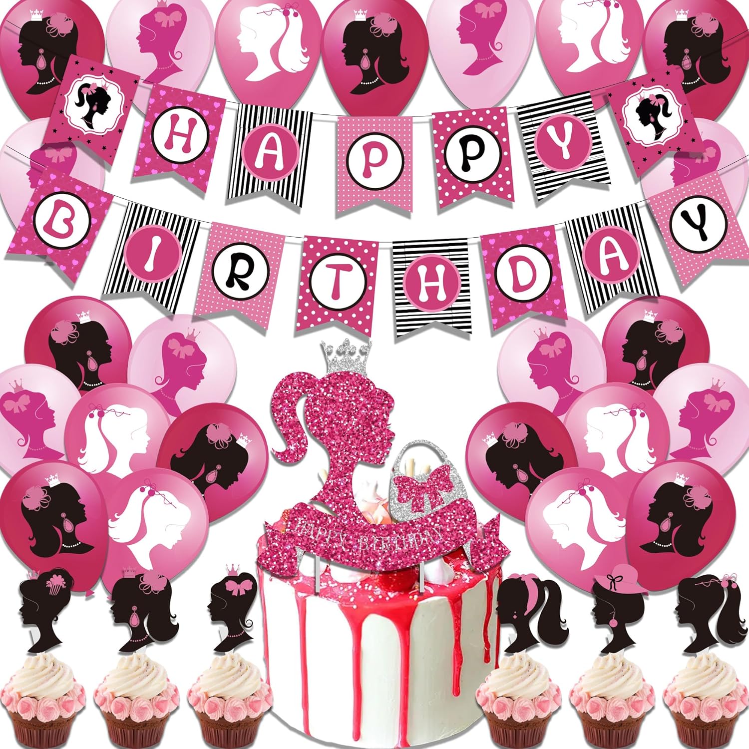 Hot Pink Girl Party Decorations Suitable for Birthday Party