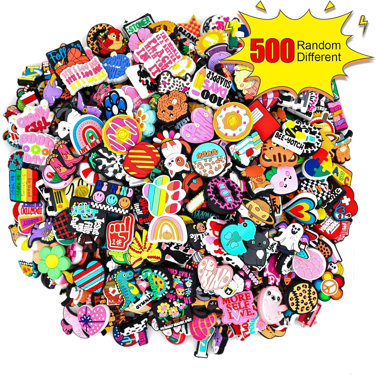 500Pcs Silicone Focal Beads Bulk, Different Random Mix Collections Teacher Character Animal Cartoon Focal Beads for Pens Keychains DIY Jewelry Making - Image 2