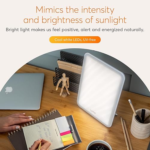 Miniatura 3 de Lumie Lámpara Vitamina L - Lámpara de terapia de luz delgada y portátil - Lámpara de luz diurna de 10,000 Lux - con soporte desmontable, LED blanco