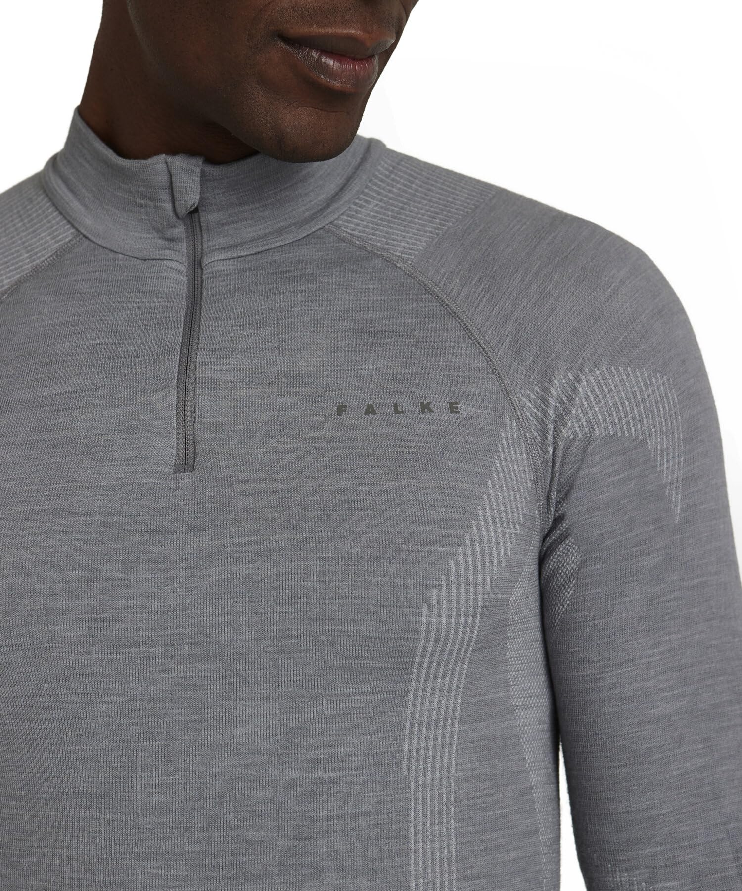 Falke Wool-Tech High Zip Neck M L/S SH Lana Hilo Funcional Secado Rápido Capa de Base Superior Hombre (Pack de 1)