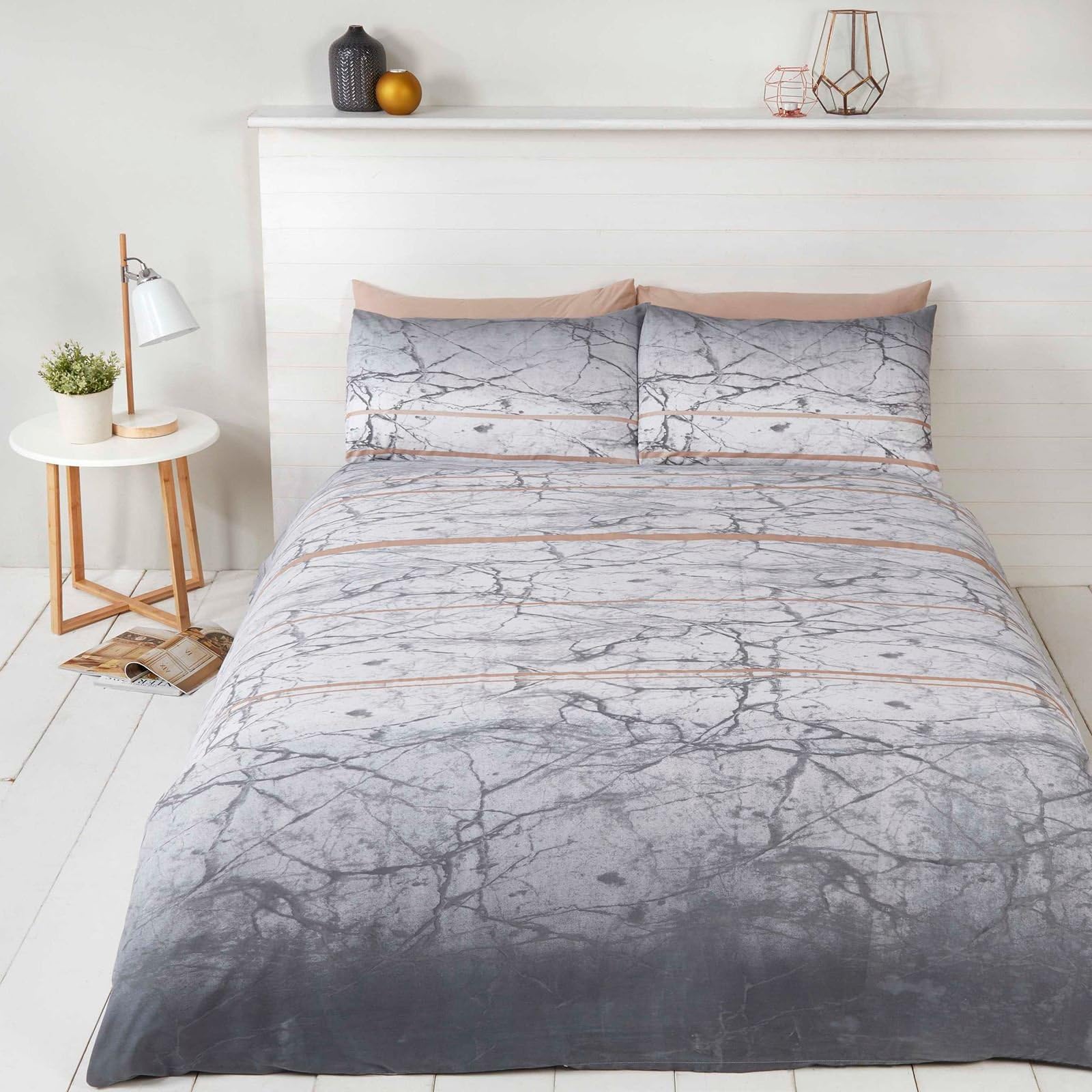 Marble Silver/Gold Duvet Cover Set - Kingsize