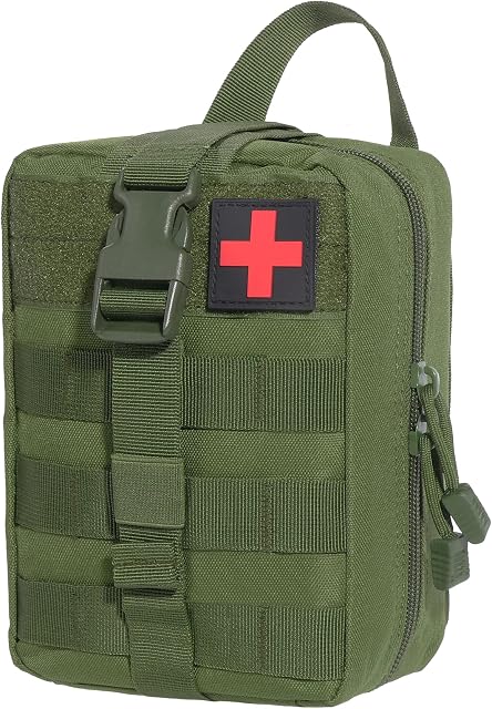 Kyrio First Aid Pouch Empty Tactical Molle Pouch Outdoor Medical Package, Rip-Away EMT Tools Bag for Medical, Climbing Rescue Tools Package Multipurpose Waist Pack Military Utility Pack (Green)