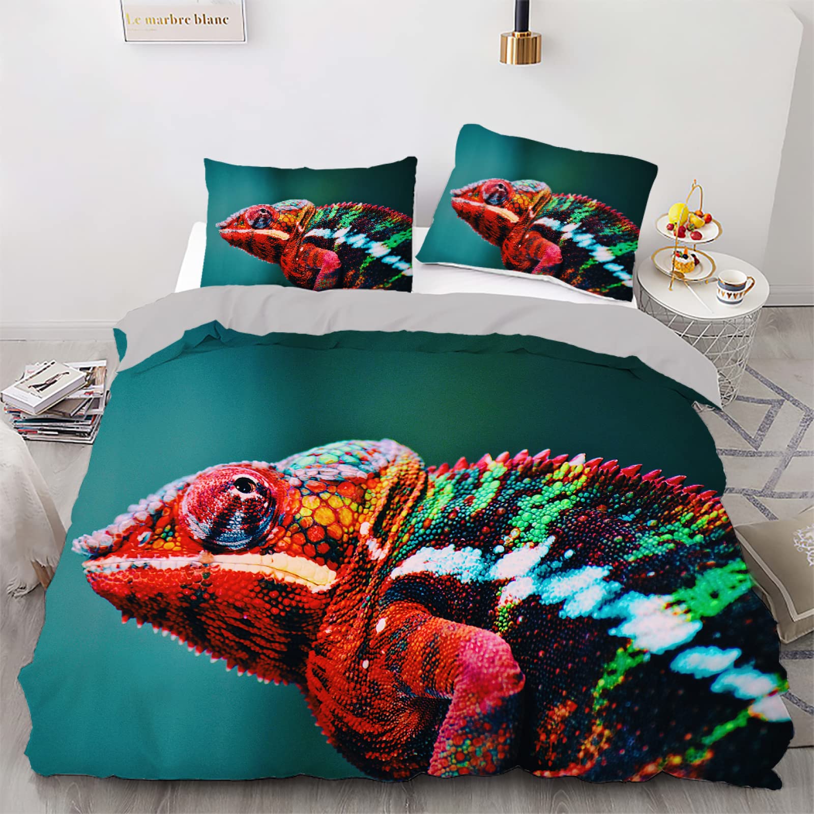 Housse de couette 200x200 confortable et parure de lit entretien facile motif reptile