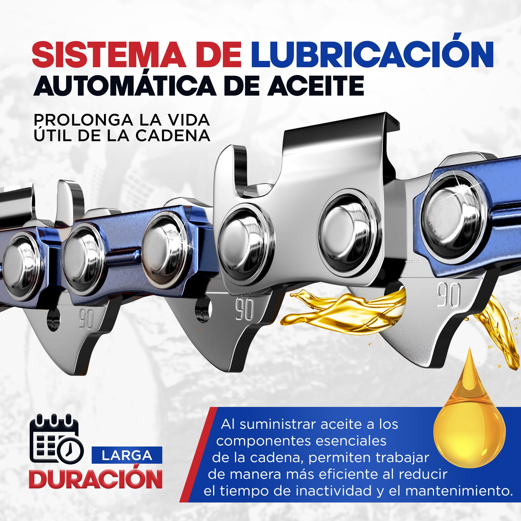 Juego de 3 cadenas de motosierra 35cm - 3/8" LP Paso - 1.3mm - 52 Eslabones motrices - Cadena de sierra con brazo antirretorno compatible con muchas marcas de motosierra