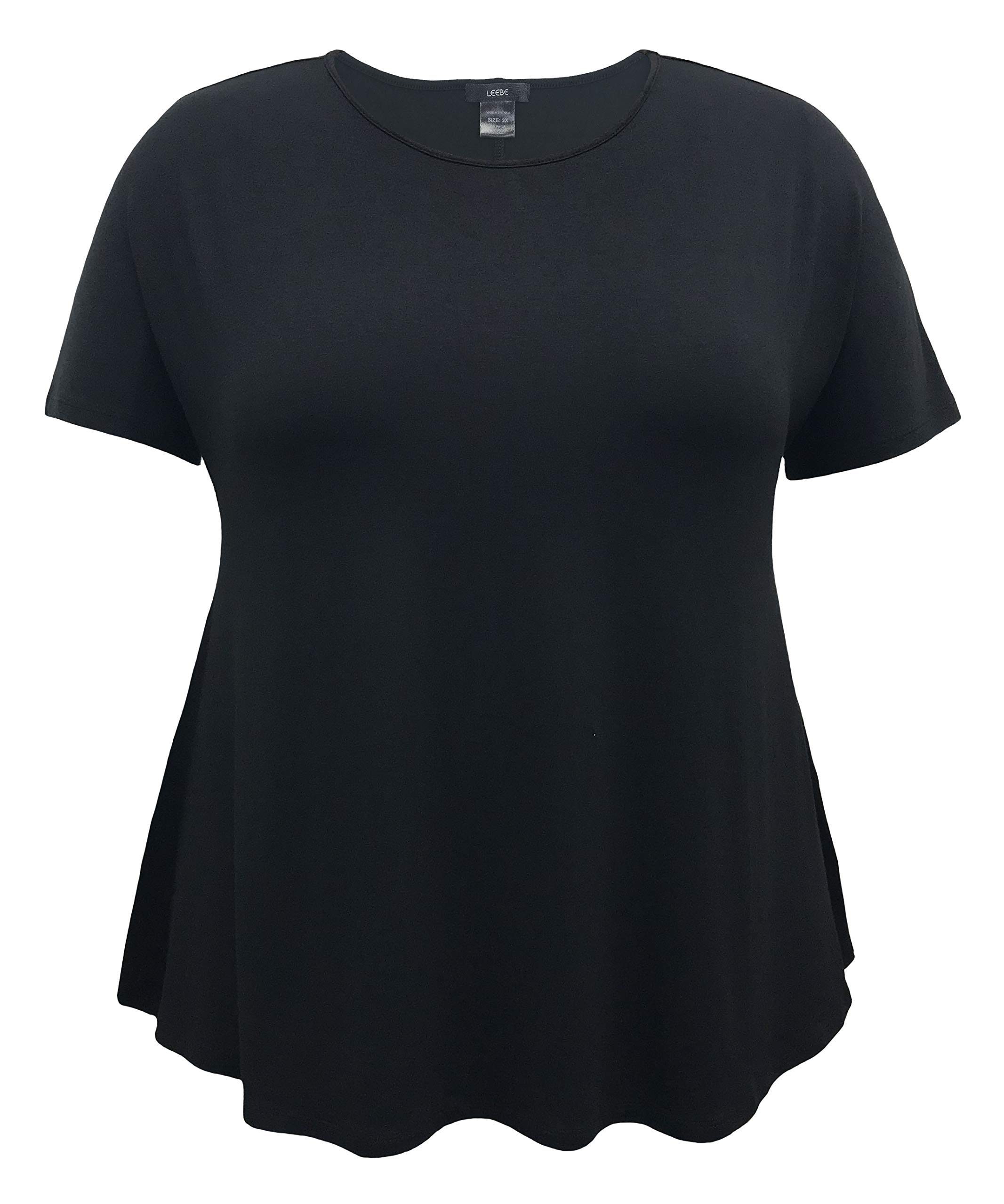 LEEBE Mujer Talla Grande - Blusa de Manga Corta con Diamante de Imitación (1XL-5XL)