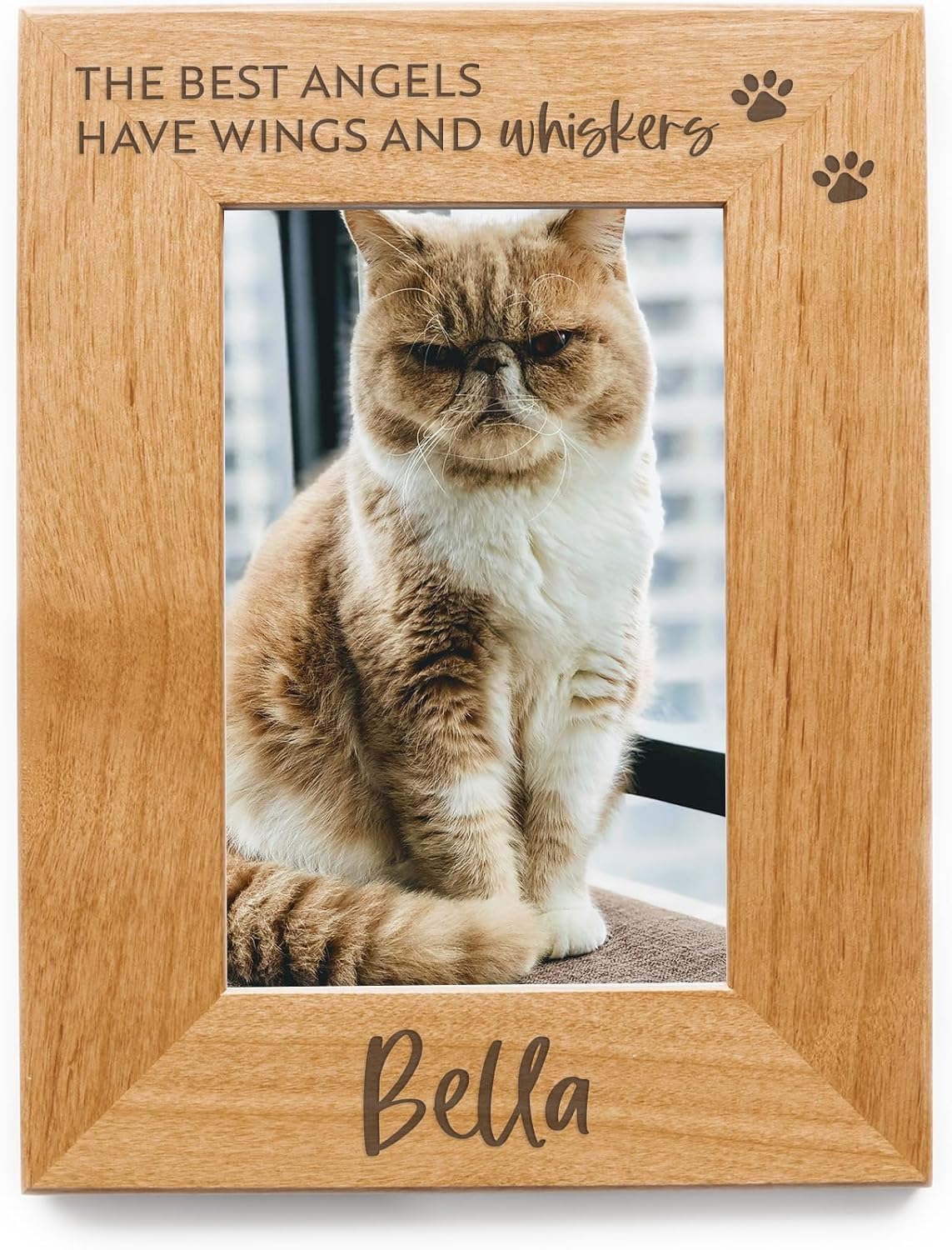 Angels and Whiskers Cat Memorial Picture Frame - Pet Loss Sympathy Gift for Cats, Loss of Cat - 4x6 Portrait