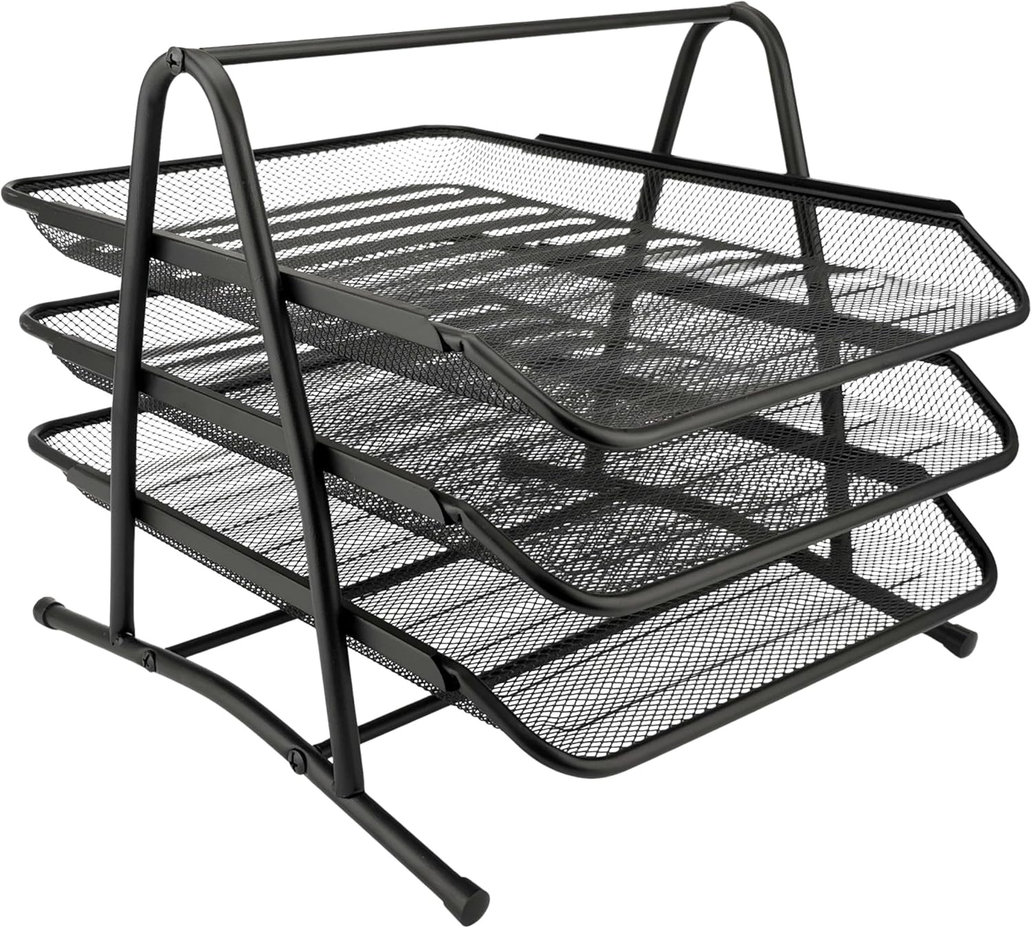 D.RECT ​​Corbeille à courrier en métal à 3 niveaux – Organiseur de bureau multifonctionnel – Porte-fichiers pour bureau, école, étude, noir