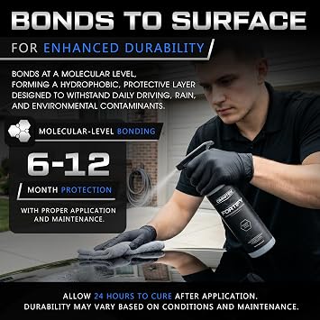 Graphene Ceramic Coating - Ceramic Spray Coating for Cars - Hydrophobic Protection Repels Water - Enhances Gloss and Shine - Protects Paint from Contaminants and Water Spots (16oz)