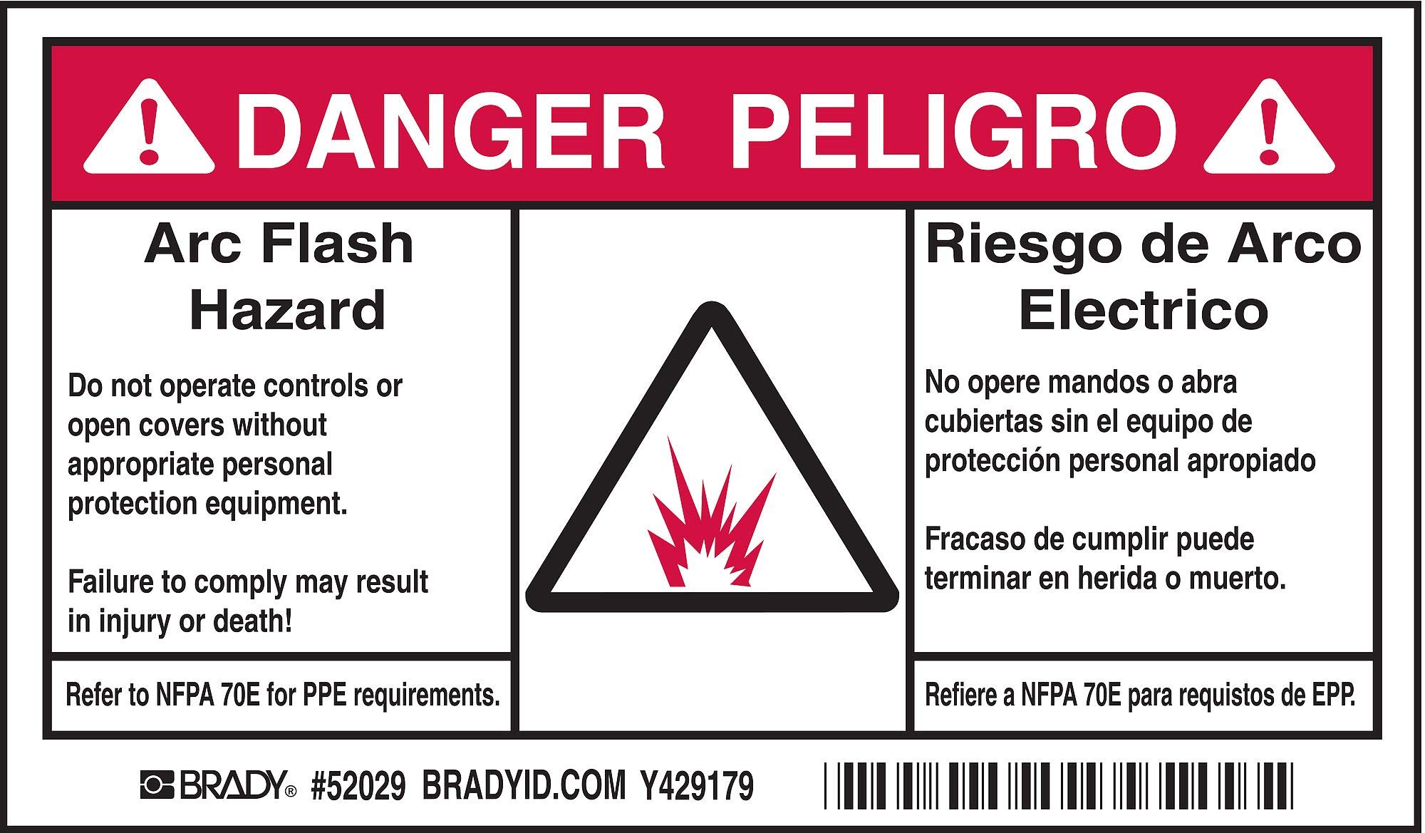Brady52029 Arc Flash Protection Label