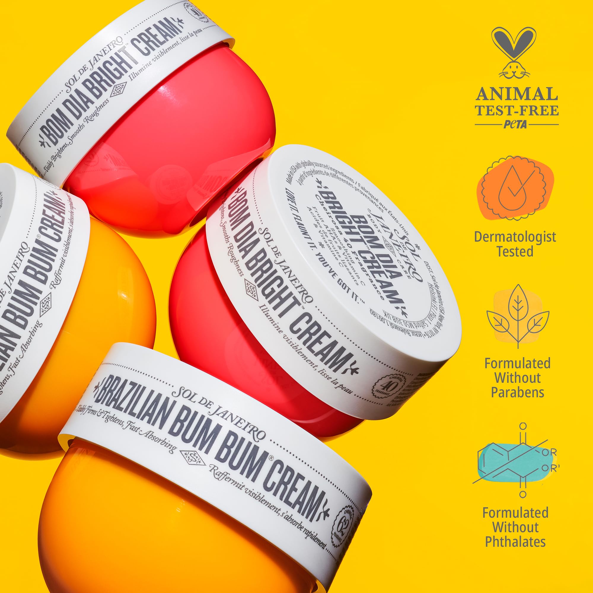 Sol de Janeiro Mini Body Cream Trial Set - Travel Size Set - Beauty Minis - Brazilian Bum Bum Cream & Bom Dia Bright Cream - 2 Piece Set 25 mL - $24 Value