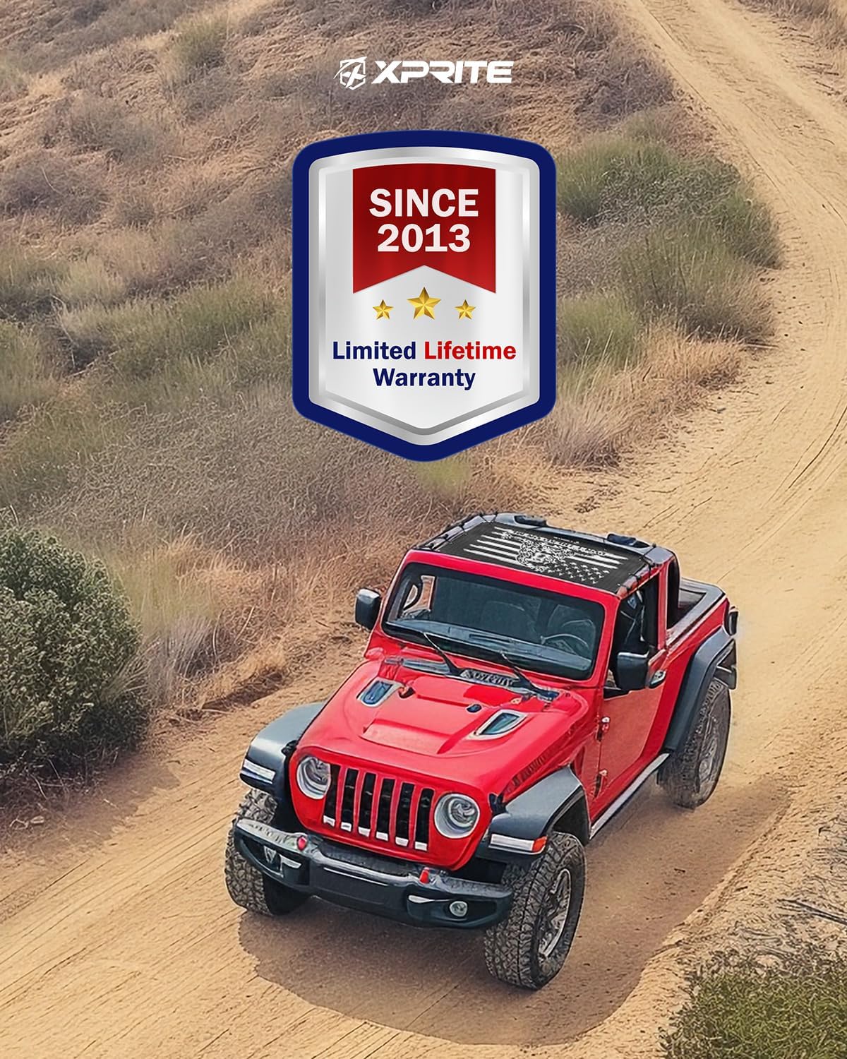 Xprite Gadsden Flag Sunshade Compatible with 2018+ Jeep Wrangler JL & 2020+ Gladiator JT 2/4 Door, Front Sun Shade Mesh - Nice Heat/UV/Wind/Noise Blocking Bikini Top Cover