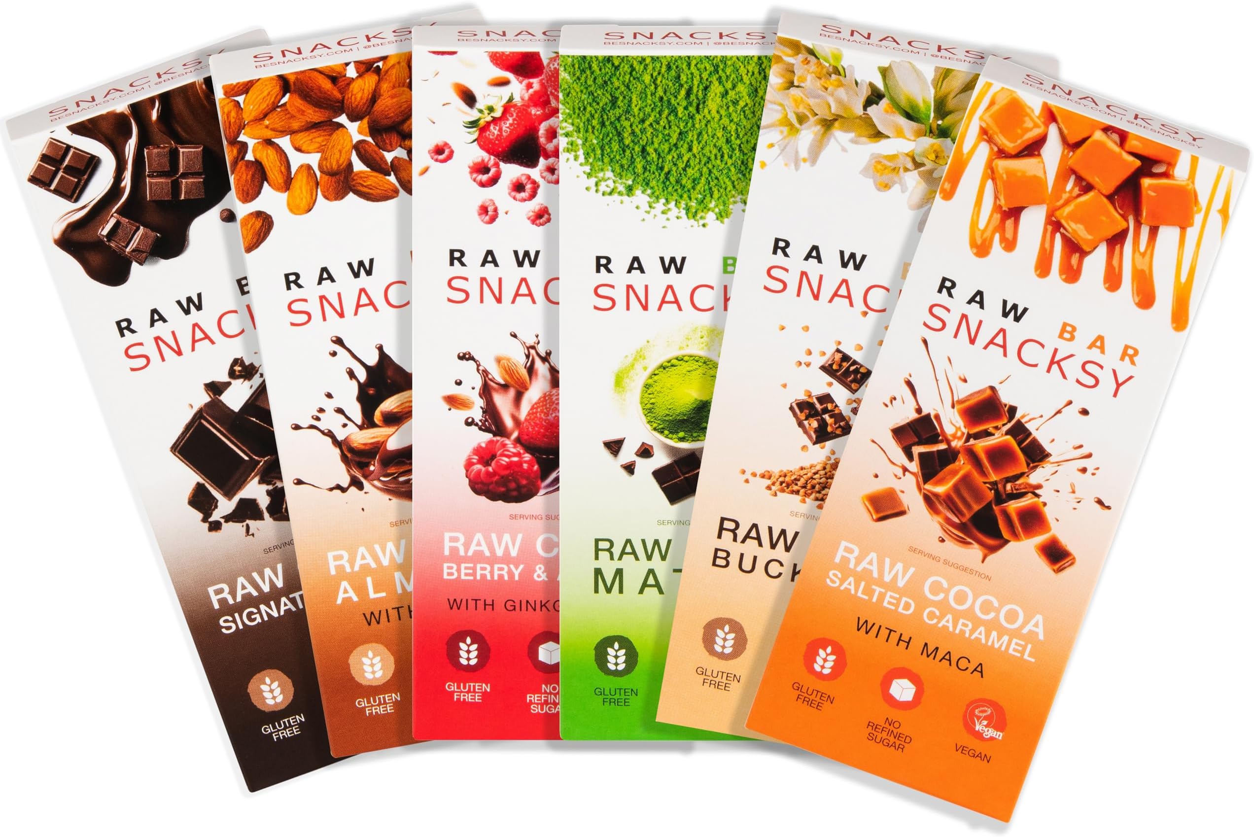 Snacksy Vegan Chocolates - Raw Bar Mixed Try Out Box (40g x 12 Bars) | Gluten Free, Dairy Free & Refined Sugar Free Cacao Snacks with Superfoods | Assorted Luxury Boxed Chocolate Selection Gift Set