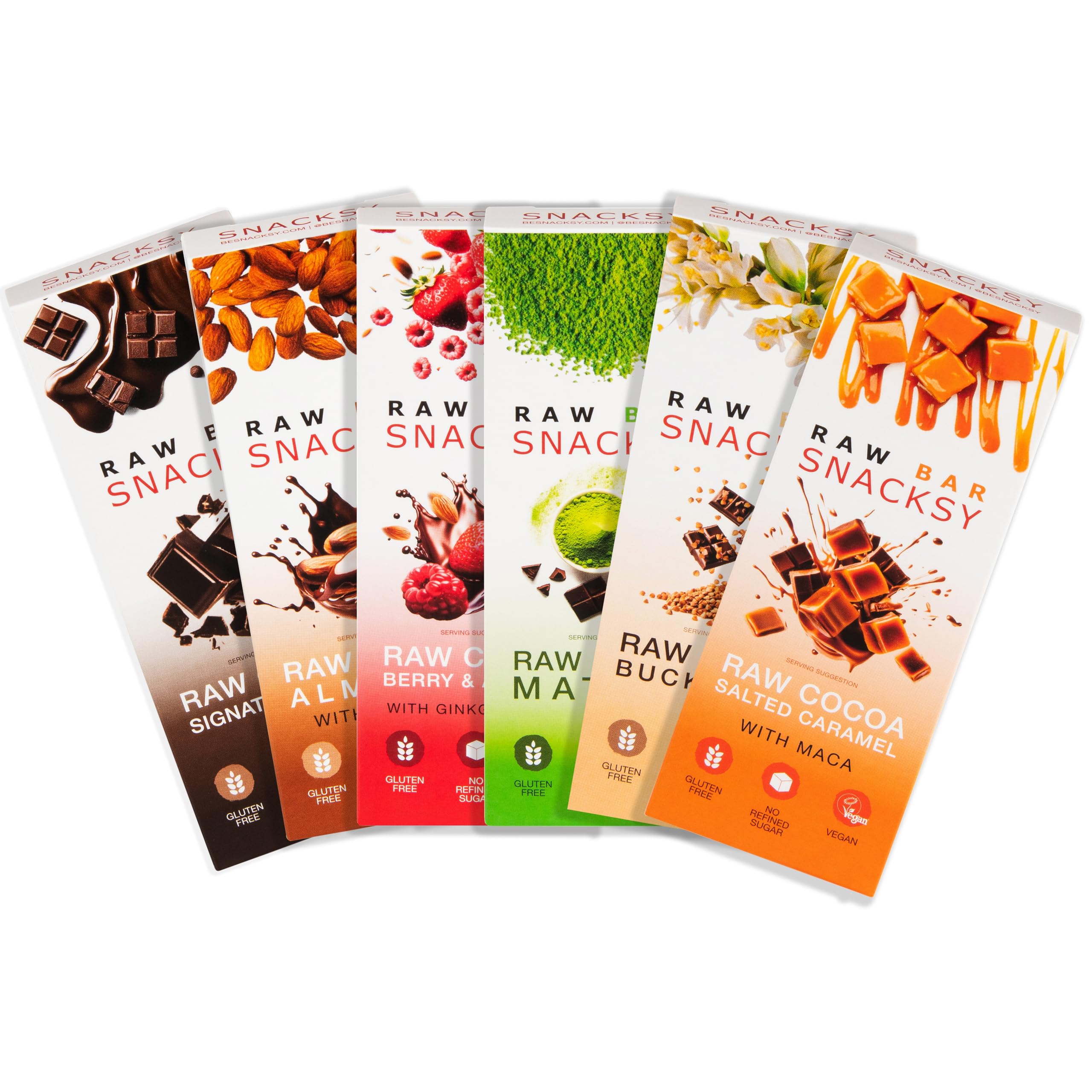 Snacksy Vegan Chocolates - Raw Bar Mixed Try Out Box (40g x 12 Bars) | Gluten Free, Dairy Free & Refined Sugar Free Cacao Snacks with Superfoods | Assorted Luxury Boxed Chocolate Selection Gift Set