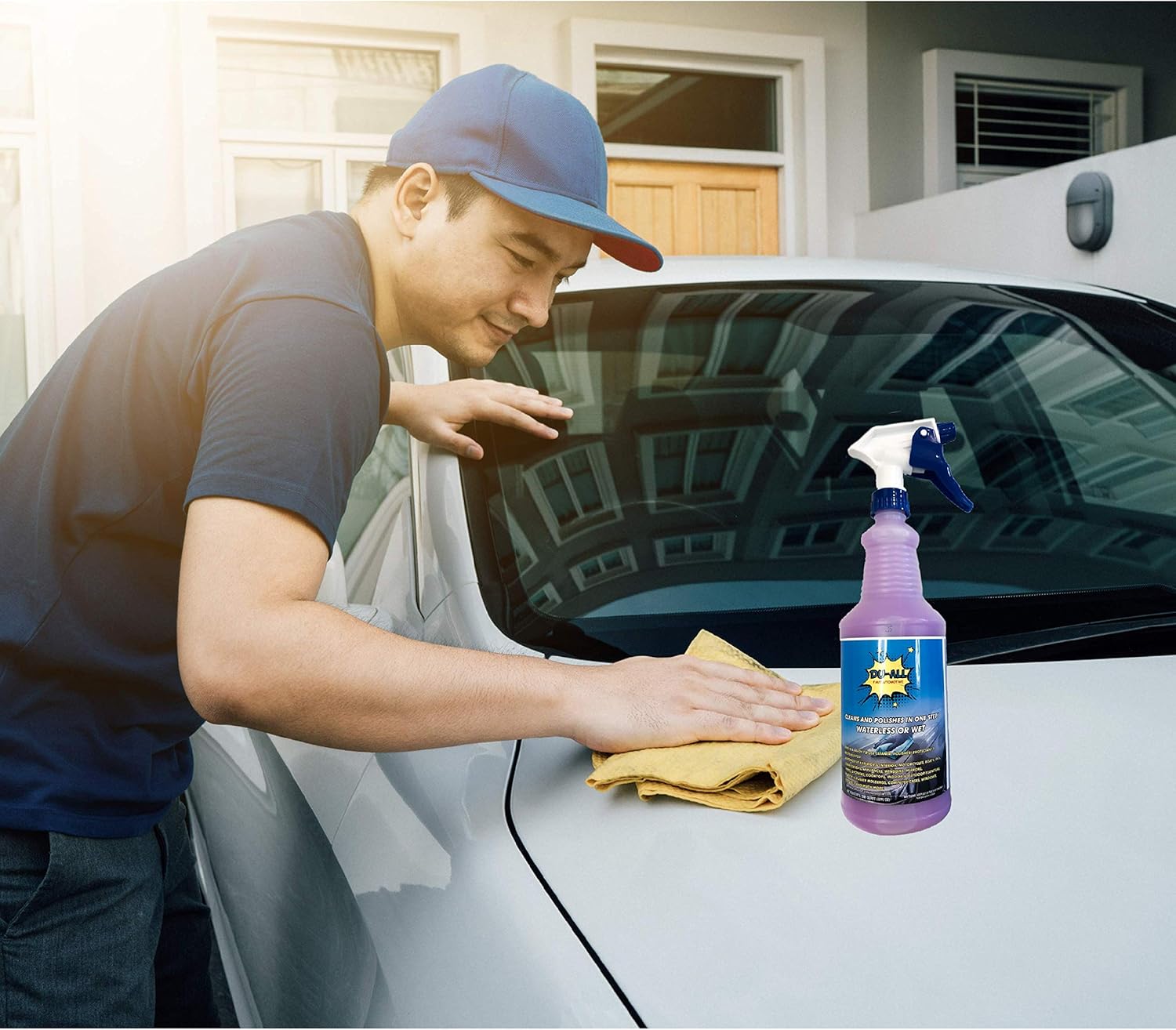 7 Pcs Kit Waterless Wash, Cleaner, Polish, Shine, Wax nr, Repellant, Protectant, 1 Gal. (160 Fl Oz) 1 Qt. (32 Fl Oz) Of DU-ALL Plus 4 Seamless Microfiber Towels & 1 Bug Scrubber