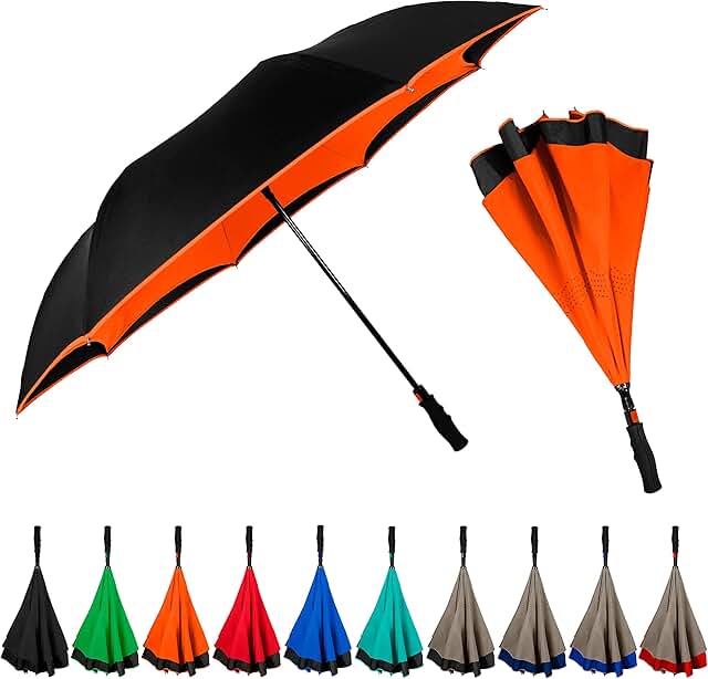 orange and black umbrella