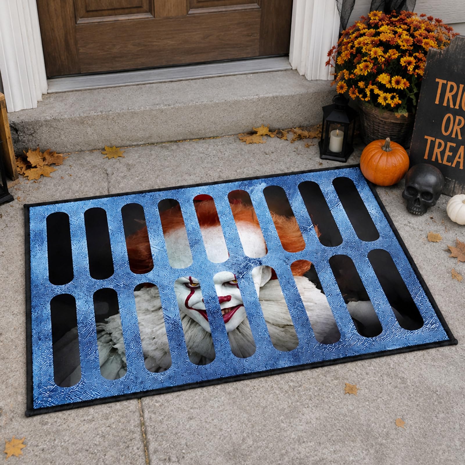 Halloween door mat Clown decorations - Realistic Horror Clown halloween rug