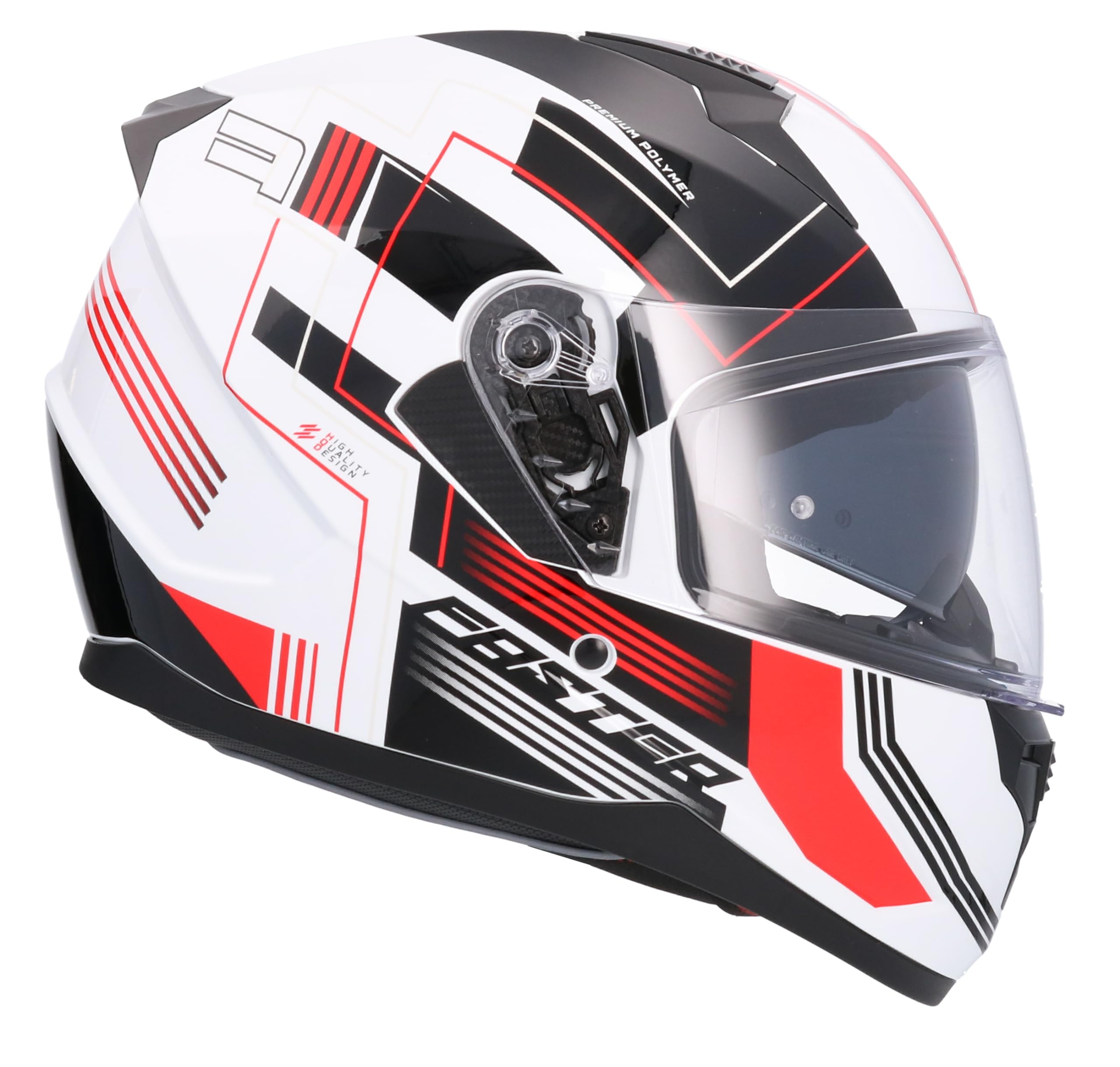 Shiro HEMETS SH-667 Casque intégral Faster blanc et rouge avec lunettes solaires