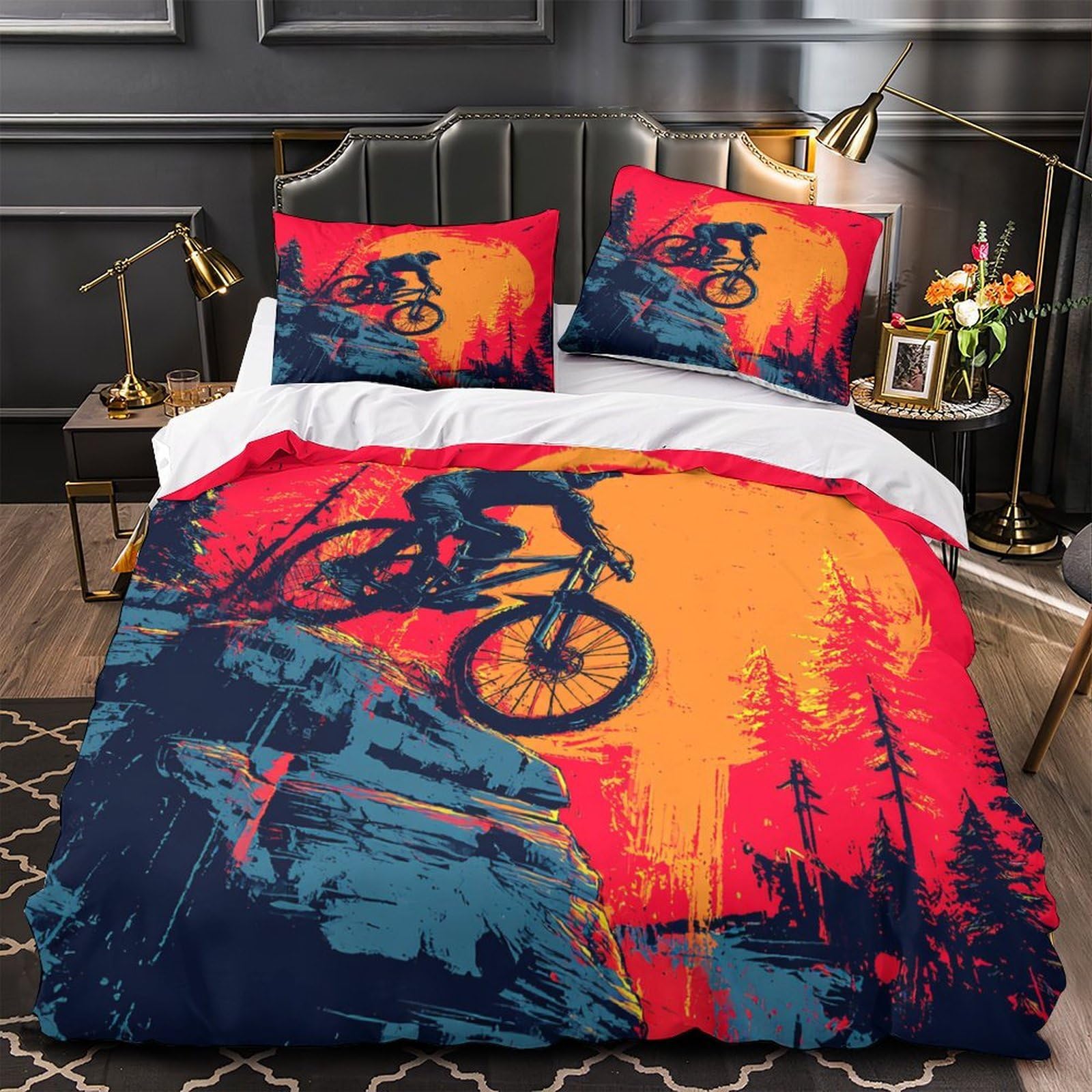 Housse de couette VTT effet 3D pour chambre d'adolescent passionné