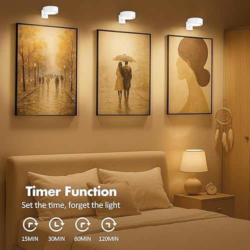 Miniatura 7 de 6 luces de imagen que funcionan con pilas, luz LED magnética para pintura con control remoto regulable y temporizador, 3 modos de iluminación, luz