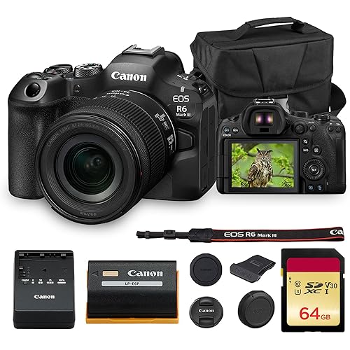 Canon EOS R6 Mark III Mirrorless Camera with 24-105mm f/4-7.1 is STM Lens | Full-Frame RF Camera with Advanced AF & 4K Video | for Travel, Events & Creators (7084C018) + 64GB Card + Bag