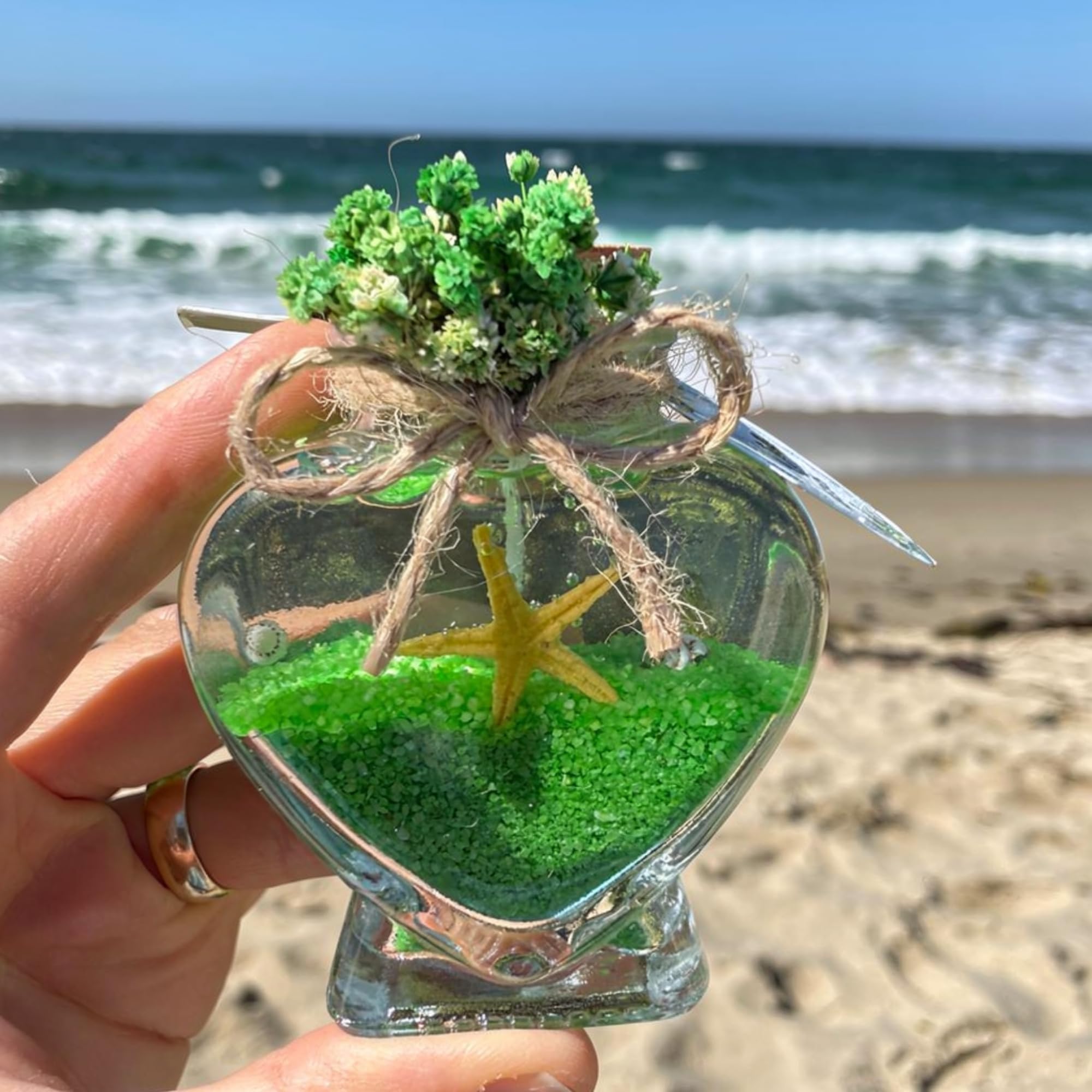 gastgeschenk hochzeit gäste kerze, hochzeitskerze im glas, 20 stück Gastgeschenk für Gäste Personalisierte, Schön Das Du Da Bist,taufe geschenk gäste babyparty (weißes Gel, grüner Sand)